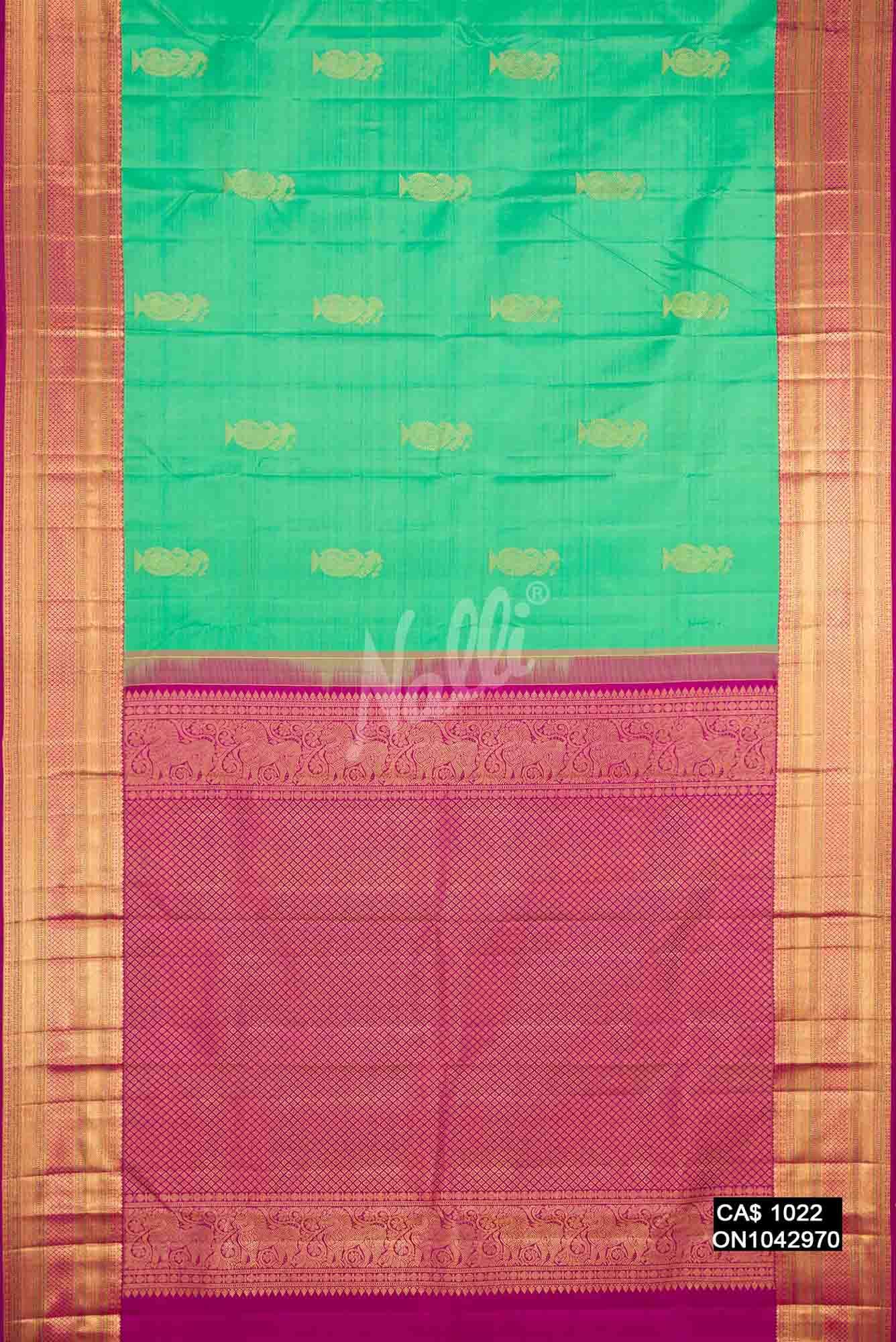 Parrot Green Kanchipuram Silk Saree