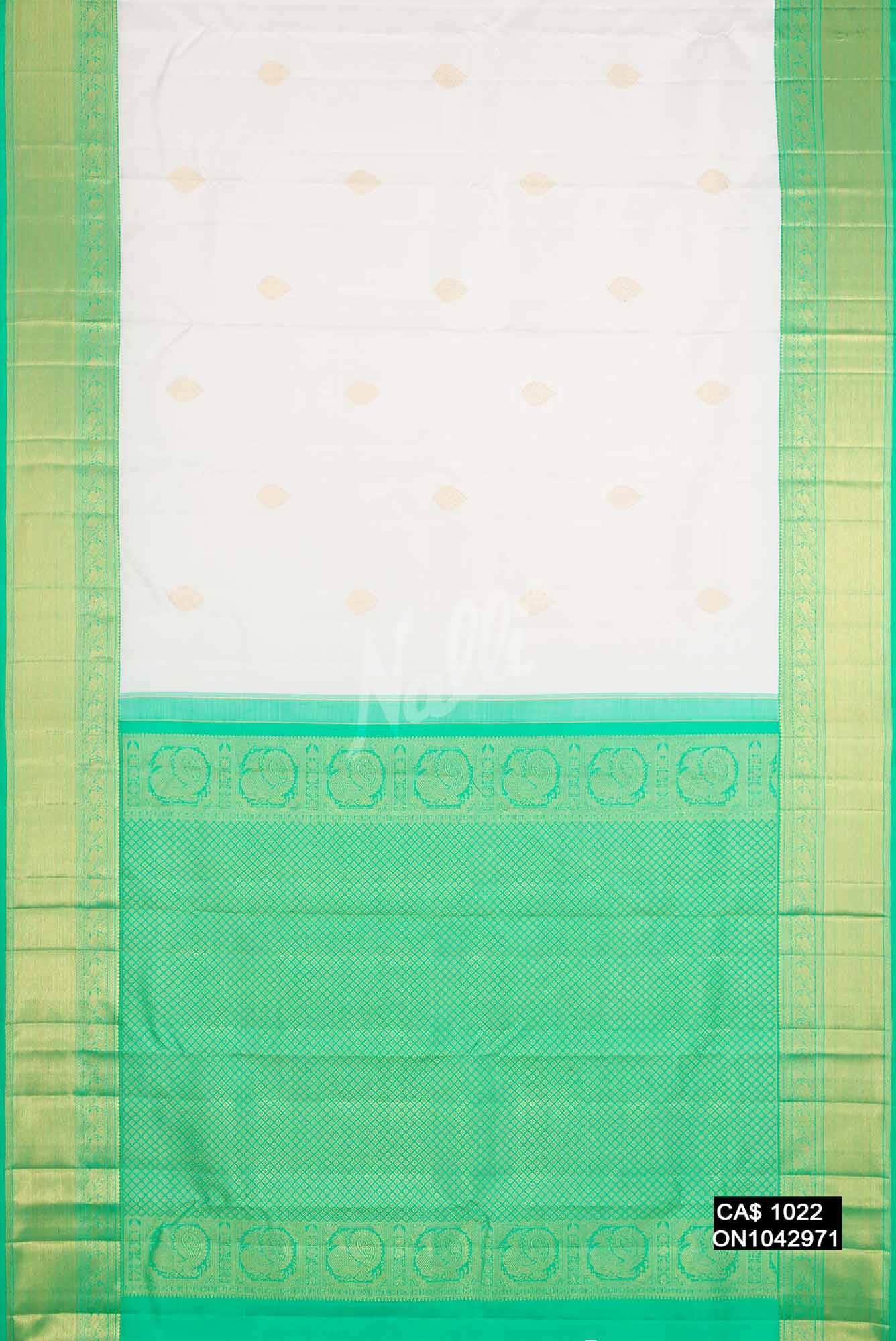 White Kanchipuram Silk Saree