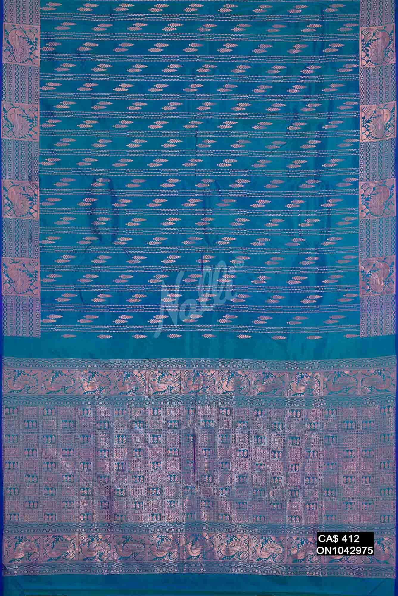 Peacock Blue Kanchipuram Silk Saree