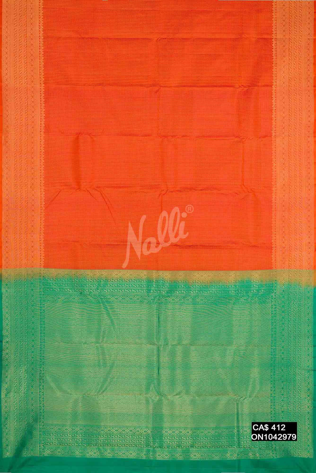 Orange Kanchipuram Silk Saree
