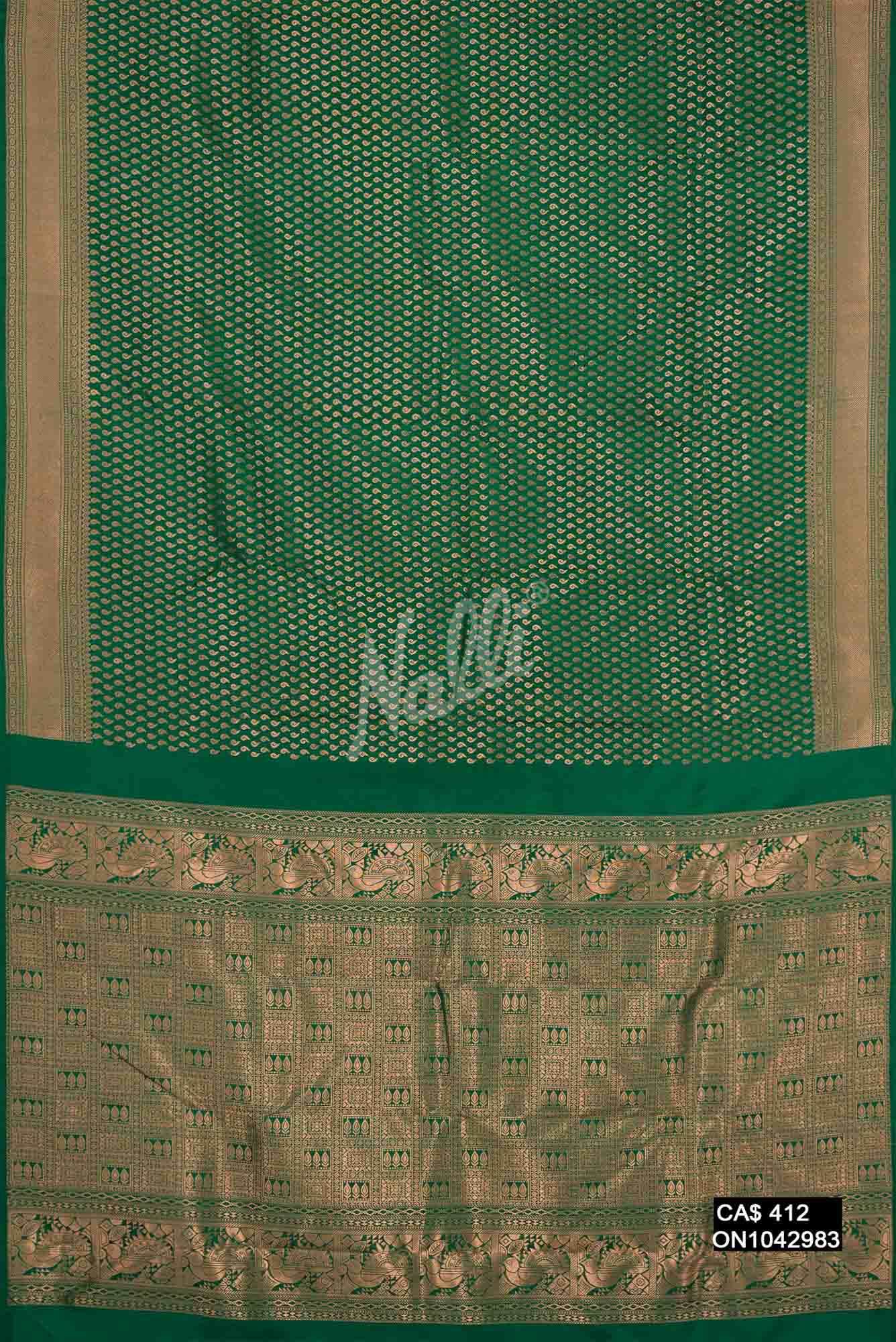 Bottle Green Kanchipuram Silk Saree