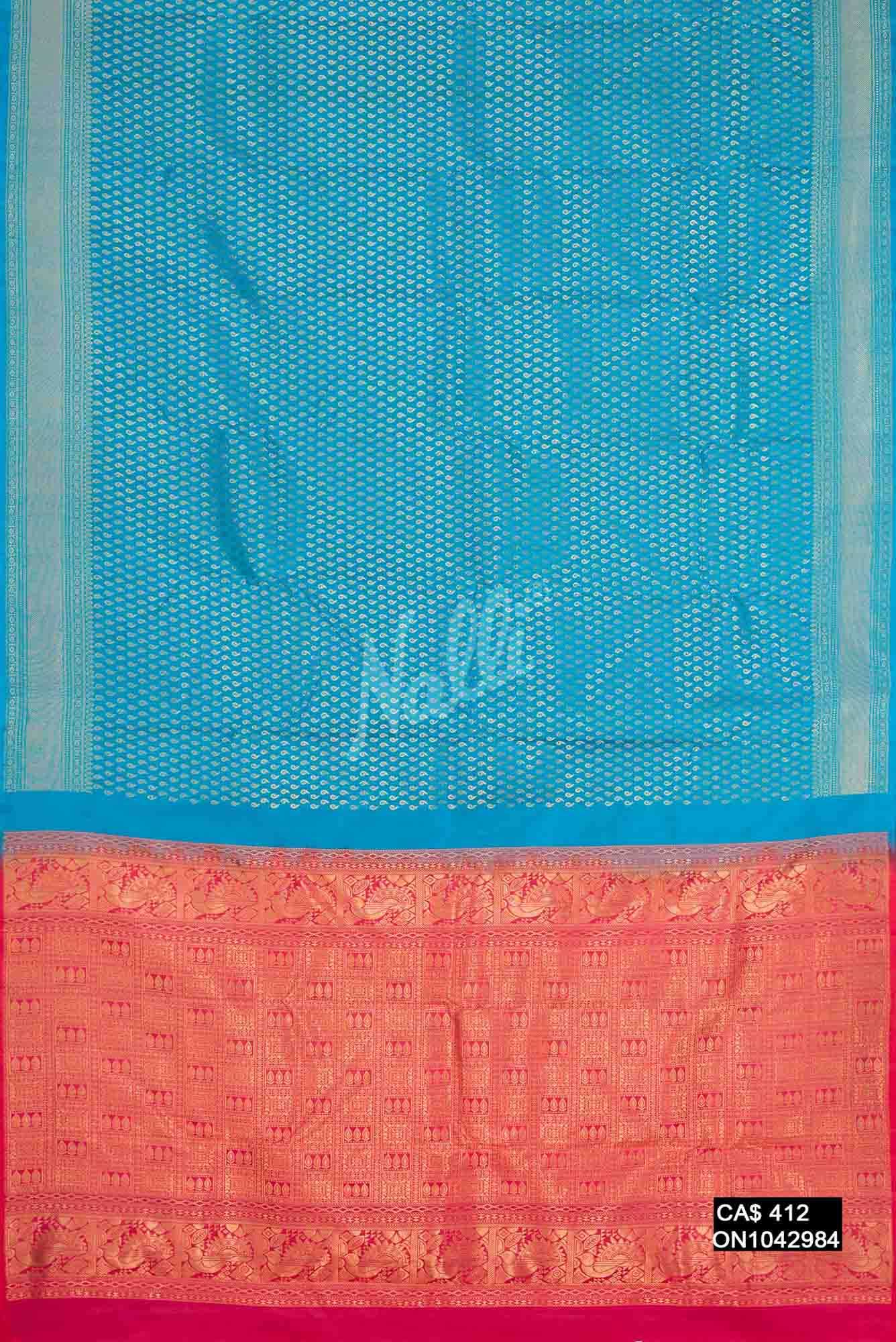 Sky Blue Kanchipuram Silk Saree
