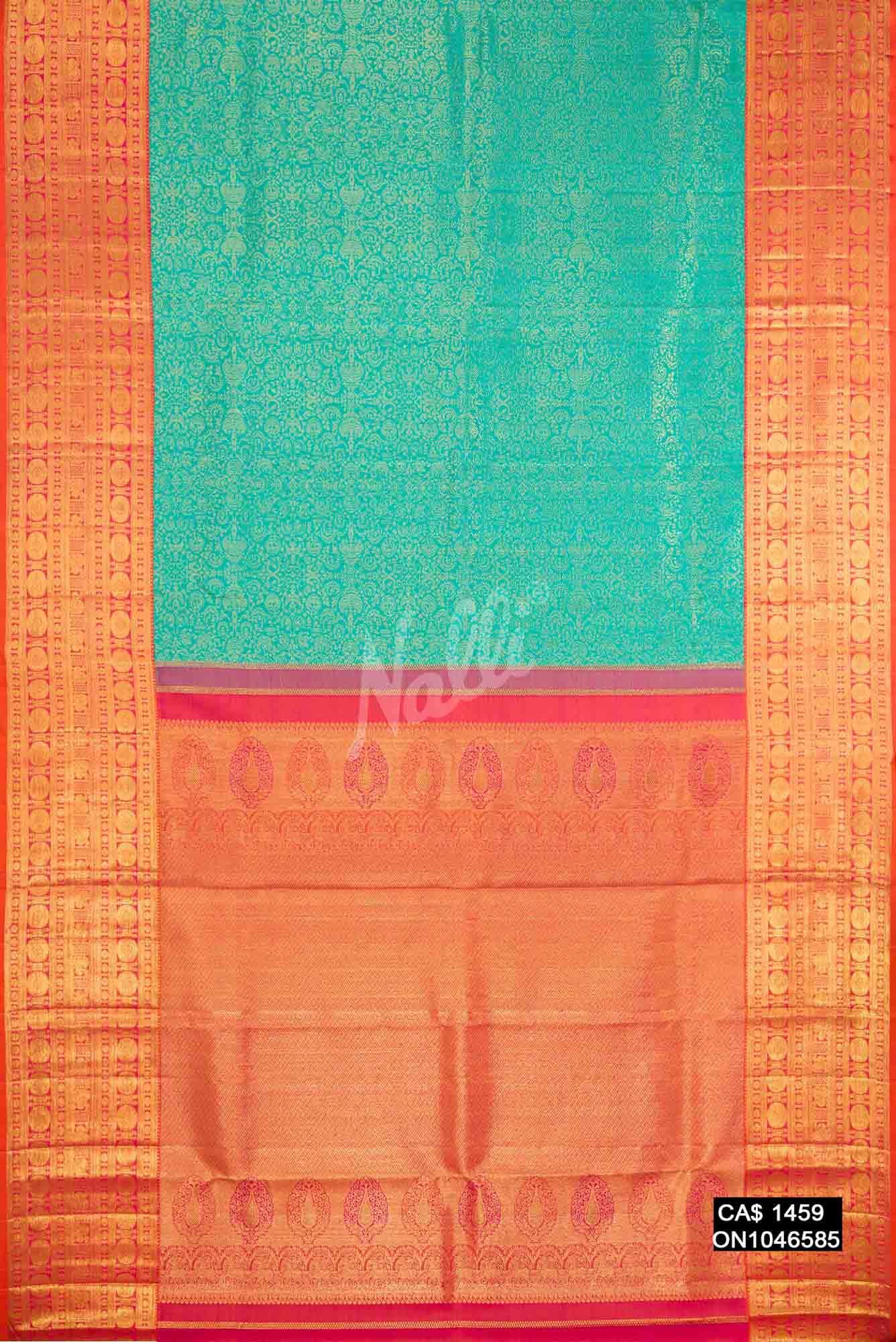 Sea Green Kanchipuram Silk Saree
