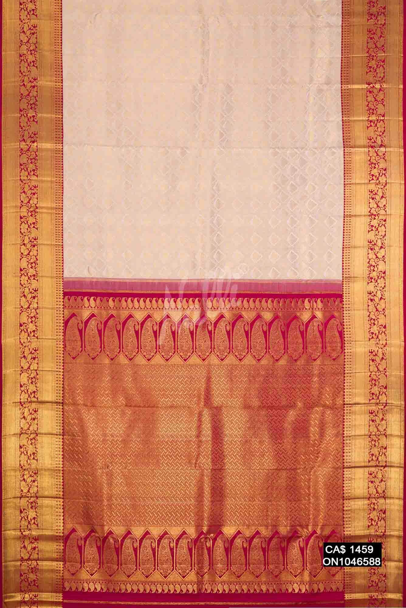 Golden Peach Kanchipuram Silk Saree