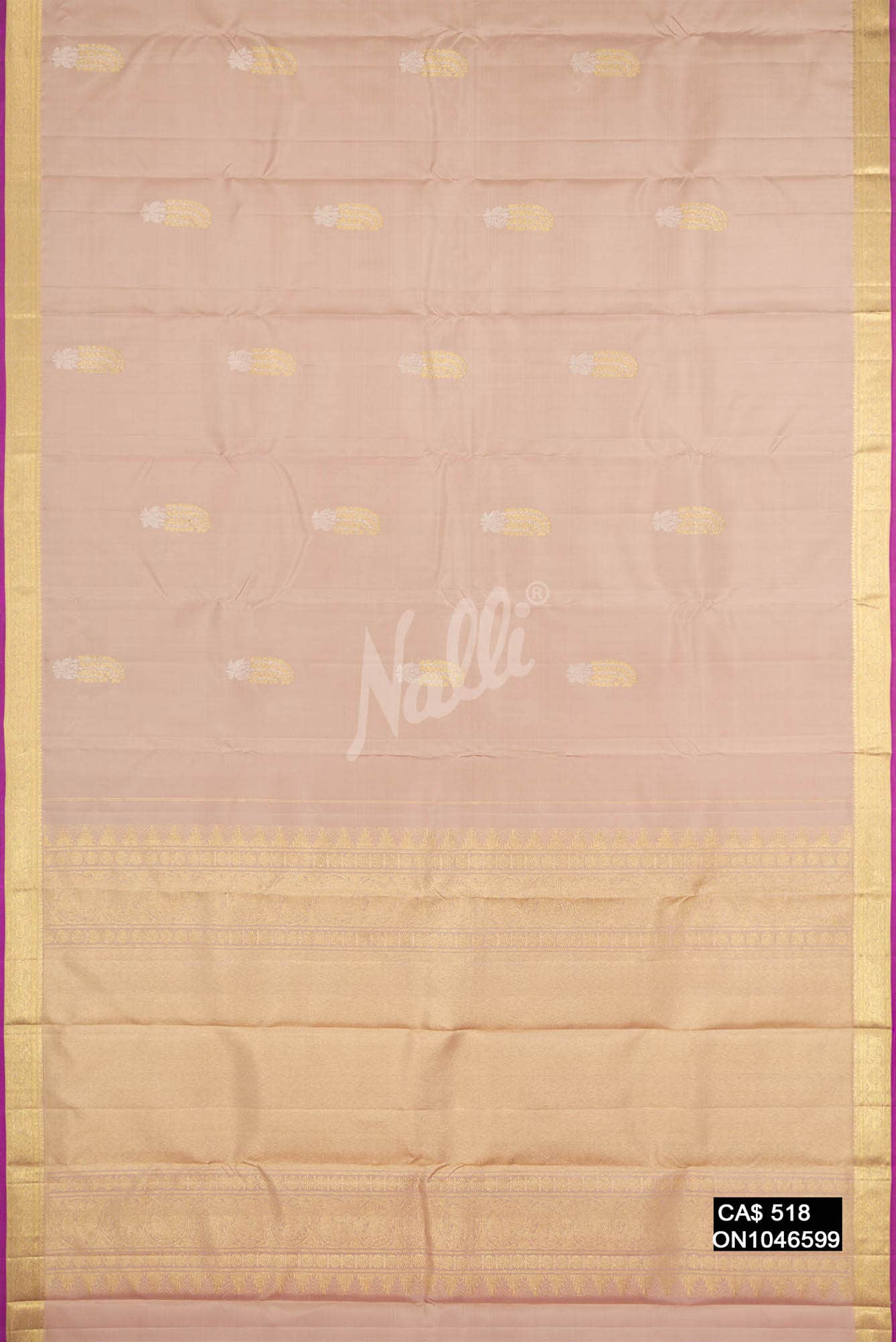 Golden Peach Kanchipuram Silk Saree