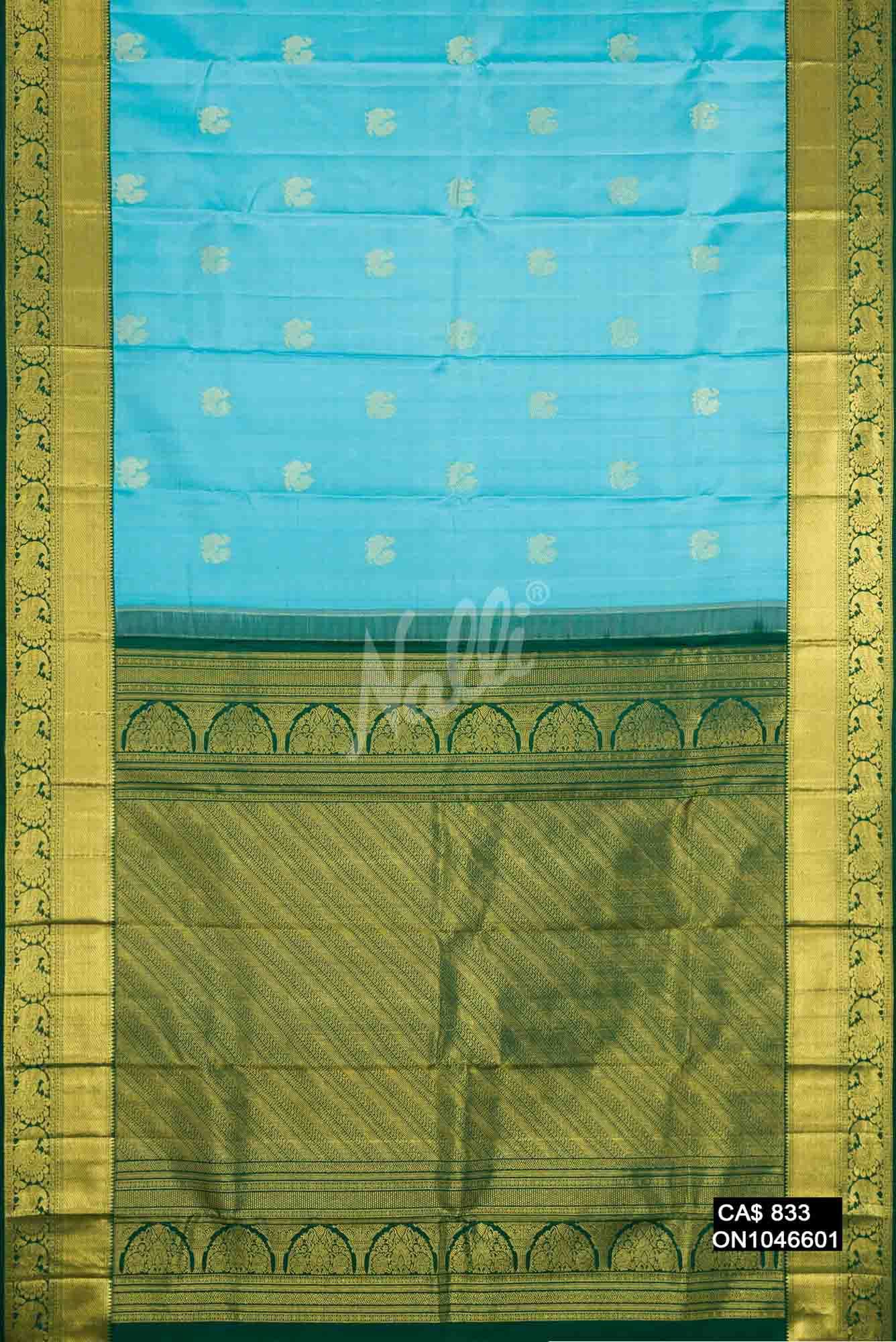Sky Blue Kanchipuram Silk Saree