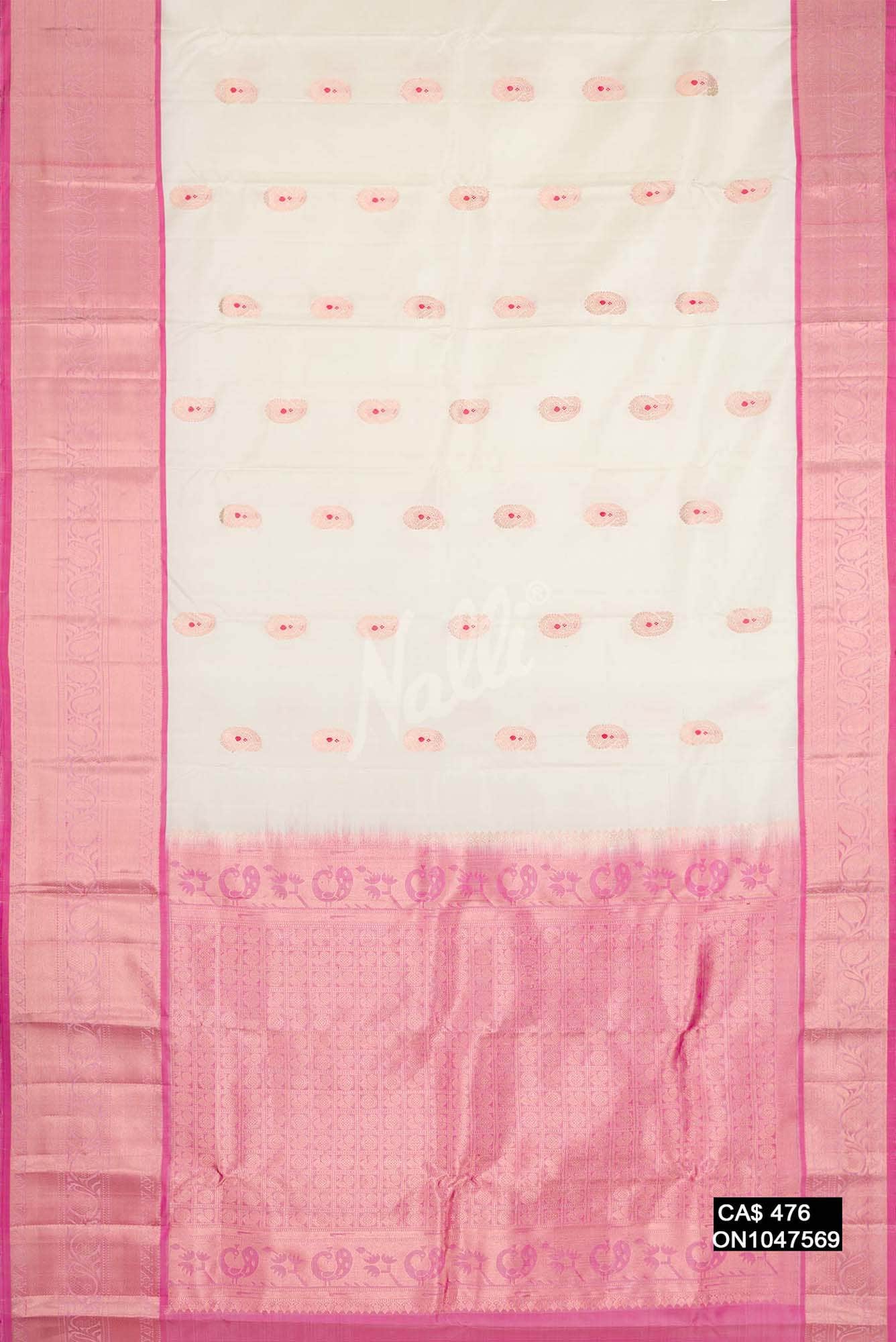 Off White Kanchipuram Silk Saree