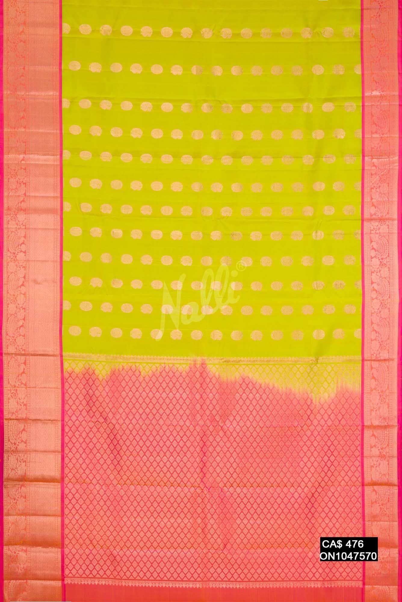 Parrot Green Kanchipuram Silk Saree