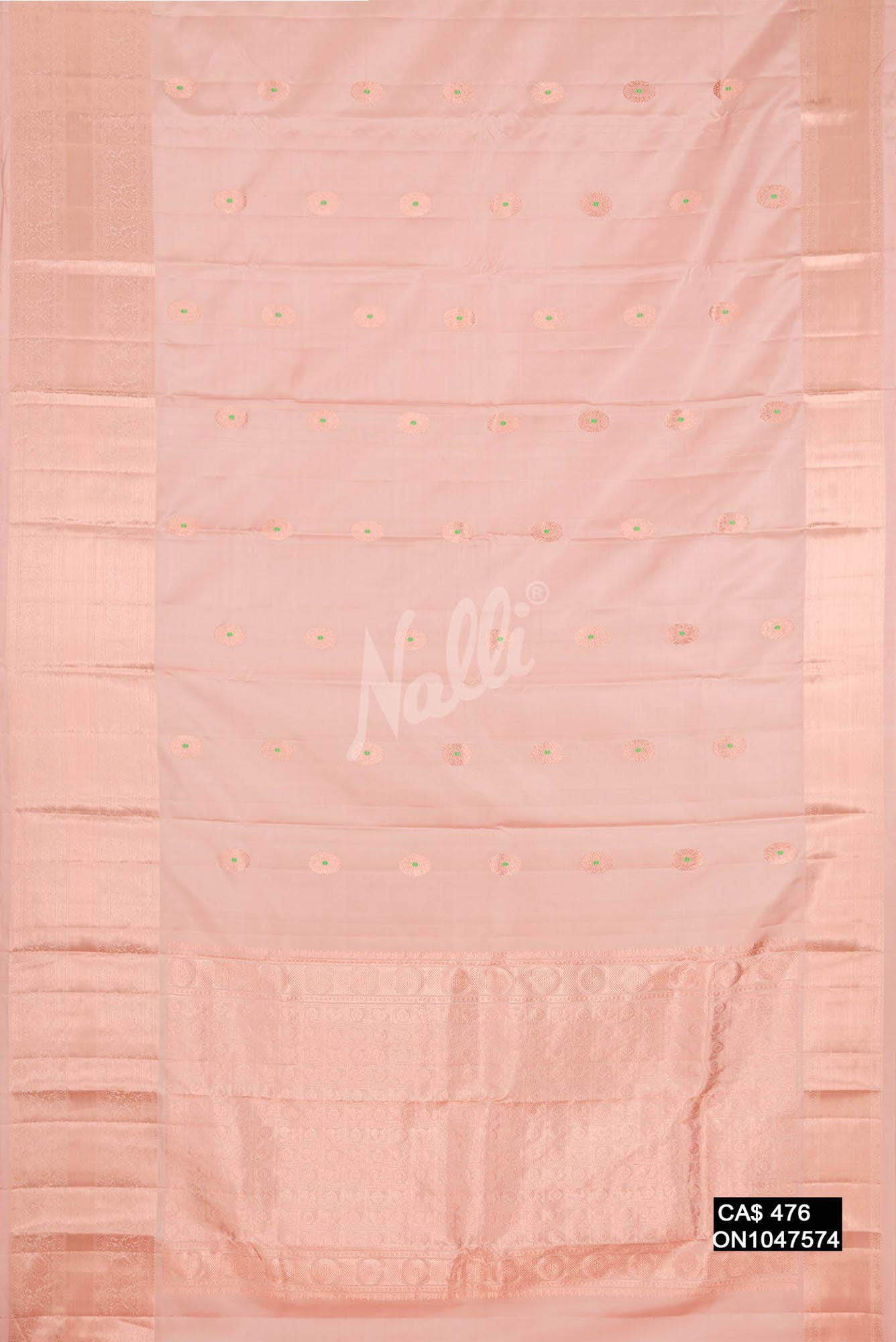 Golden Peach Kanchipuram Silk Saree