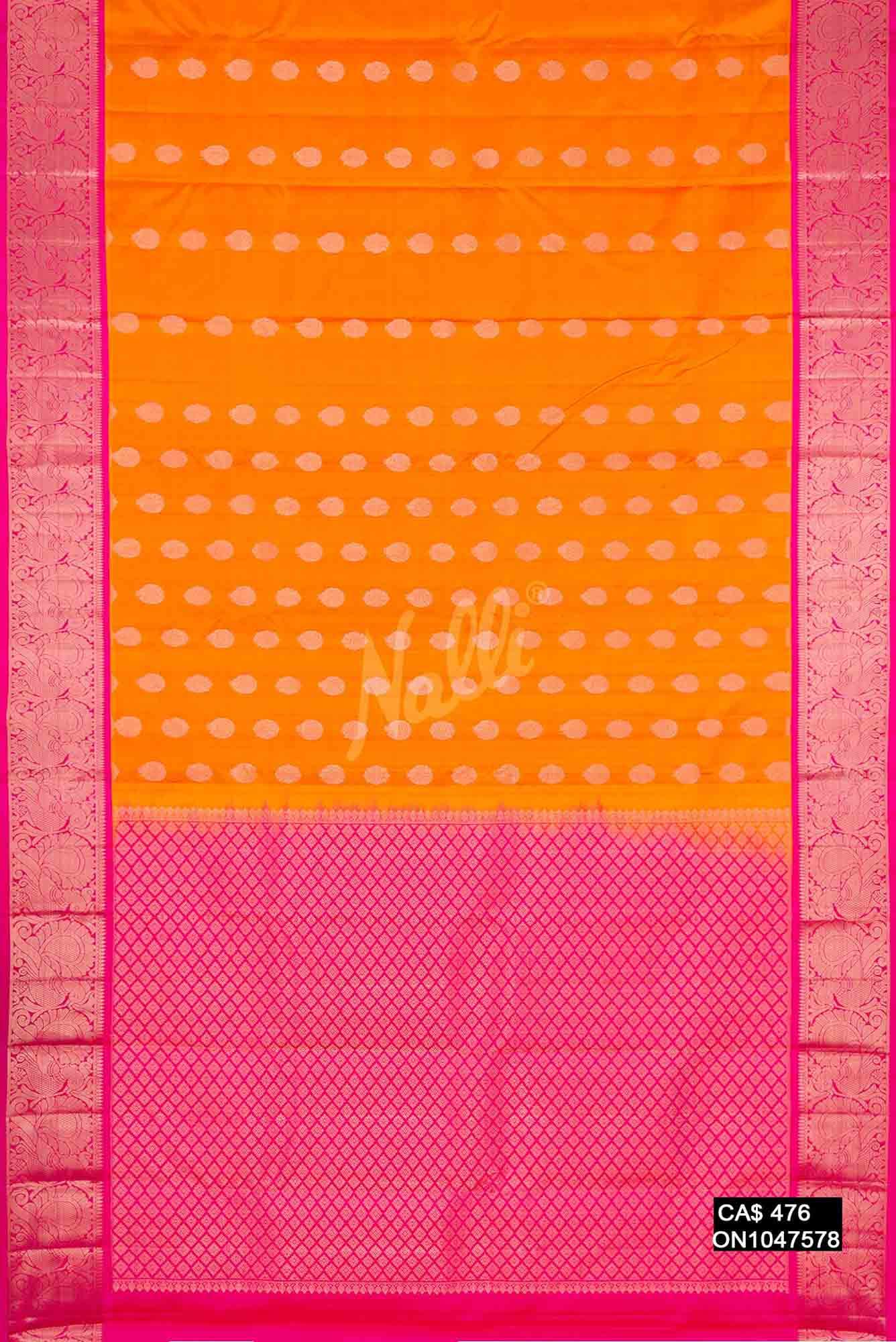 Orange Kanchipuram Silk Saree