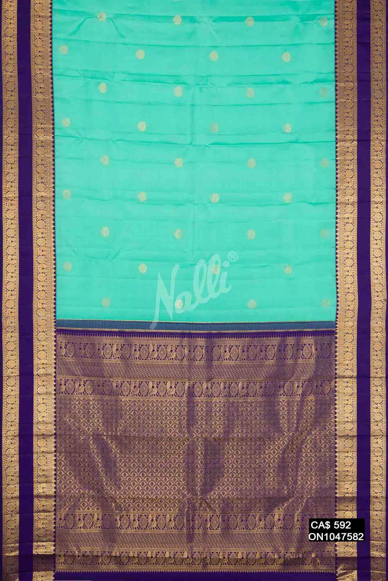 Sea Green Kanchipuram Silk Saree