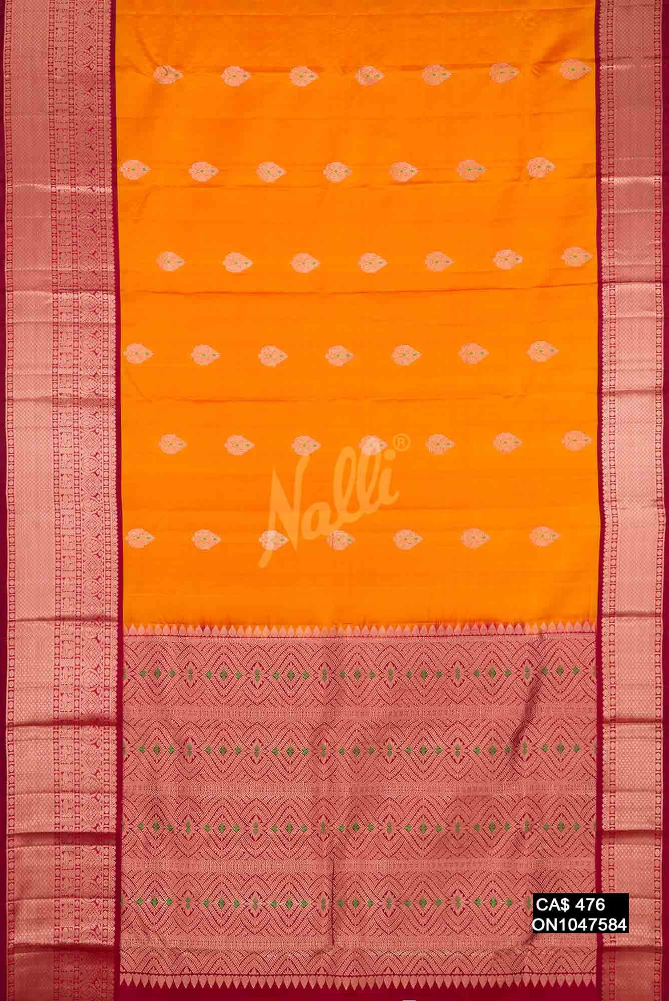 Mustard Kanchipuram Silk Saree