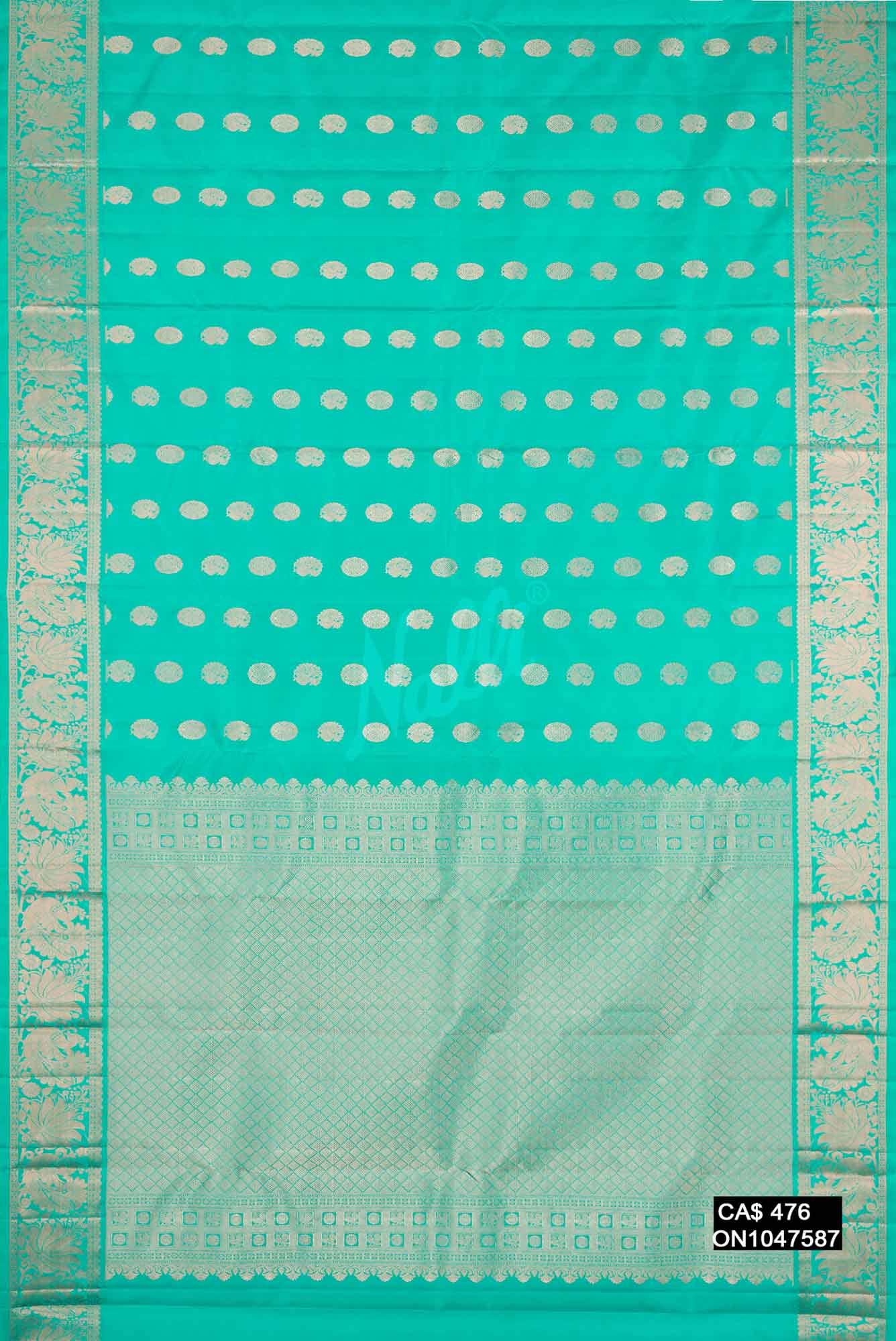 Sea Green Kanchipuram Silk Saree