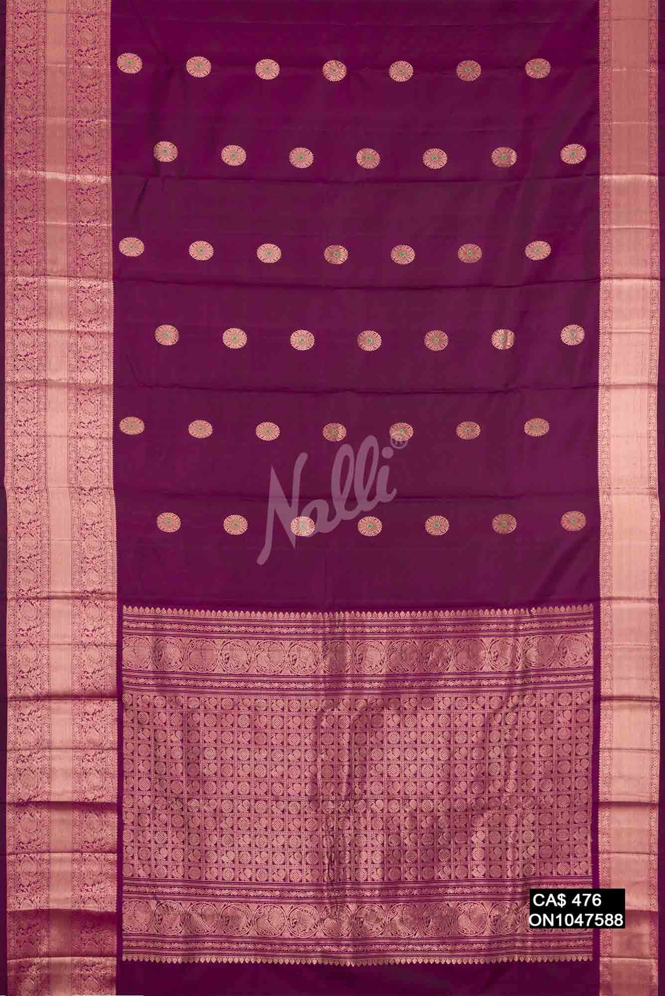 Burgundy Kanchipuram Silk Saree