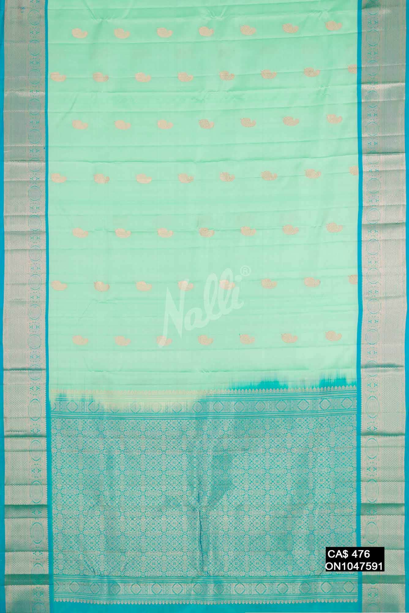 Sea Green Kanchipuram Silk Saree