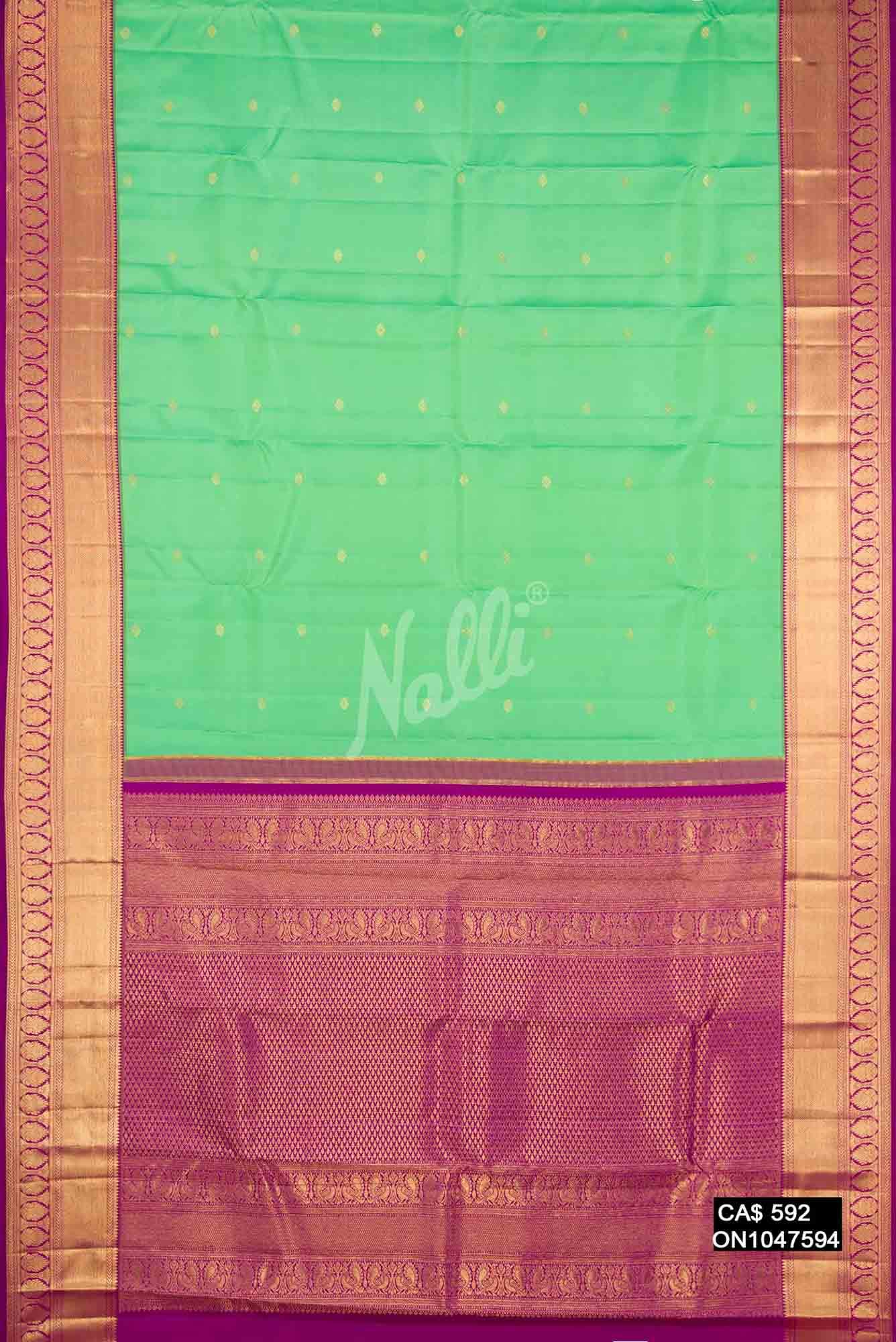Parrot Green Kanchipuram Silk Saree