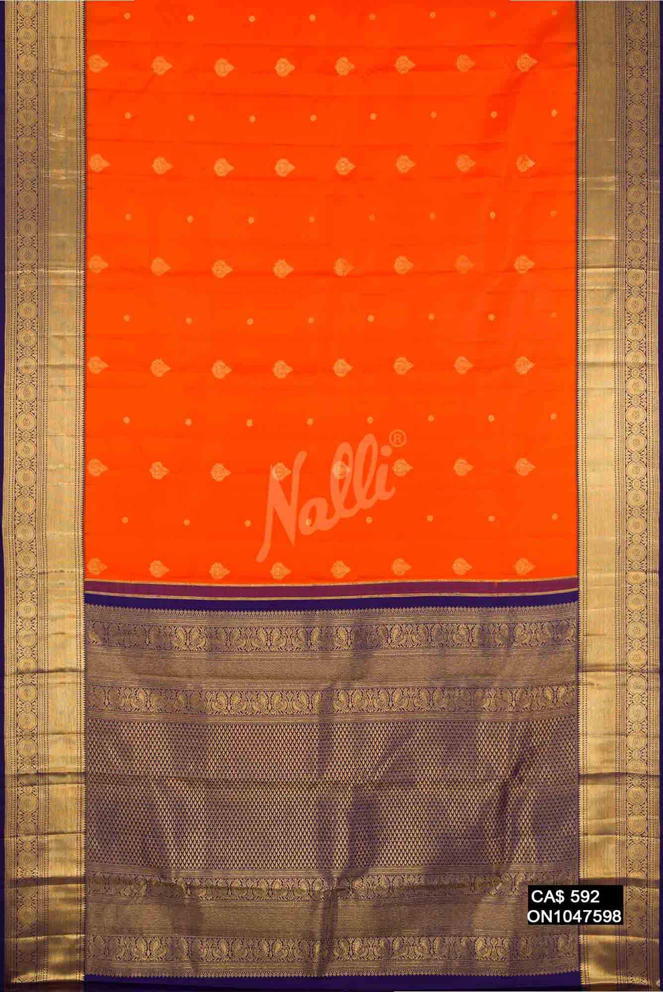 Orange Kanchipuram Silk Saree