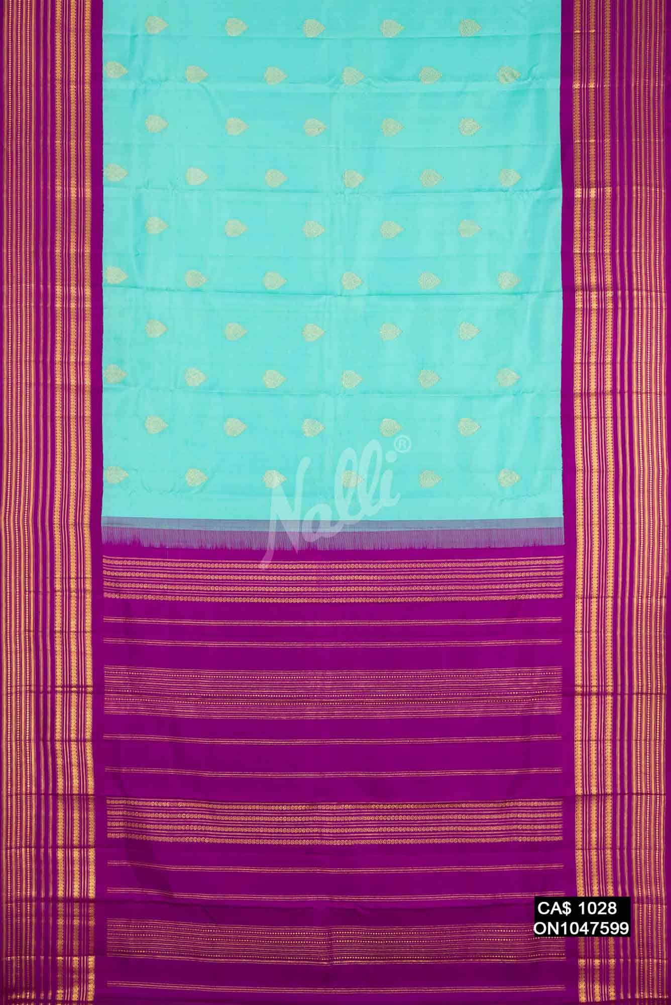 Sky Blue Kanchipuram Silk Saree