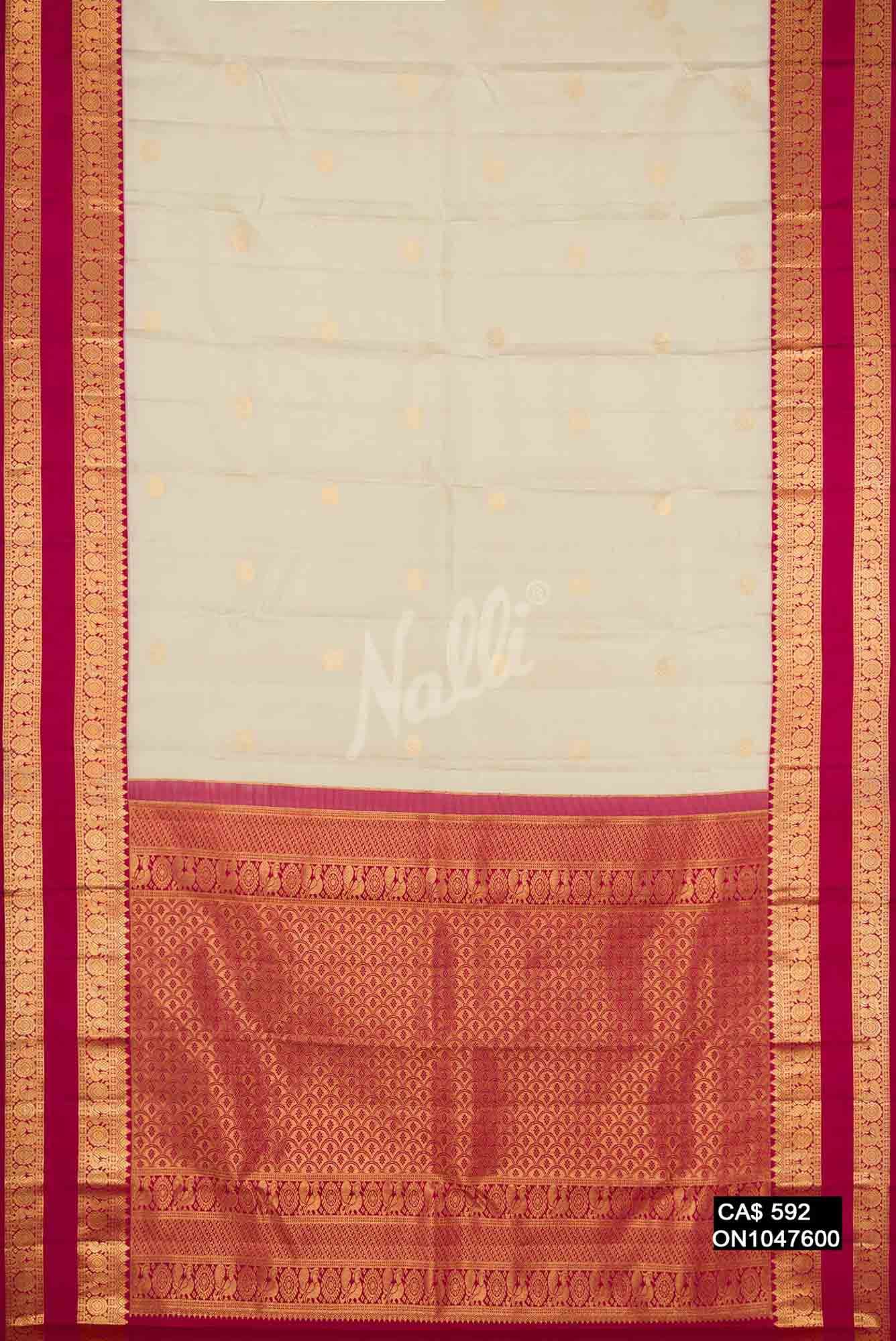 Beige Kanchipuram Silk Saree