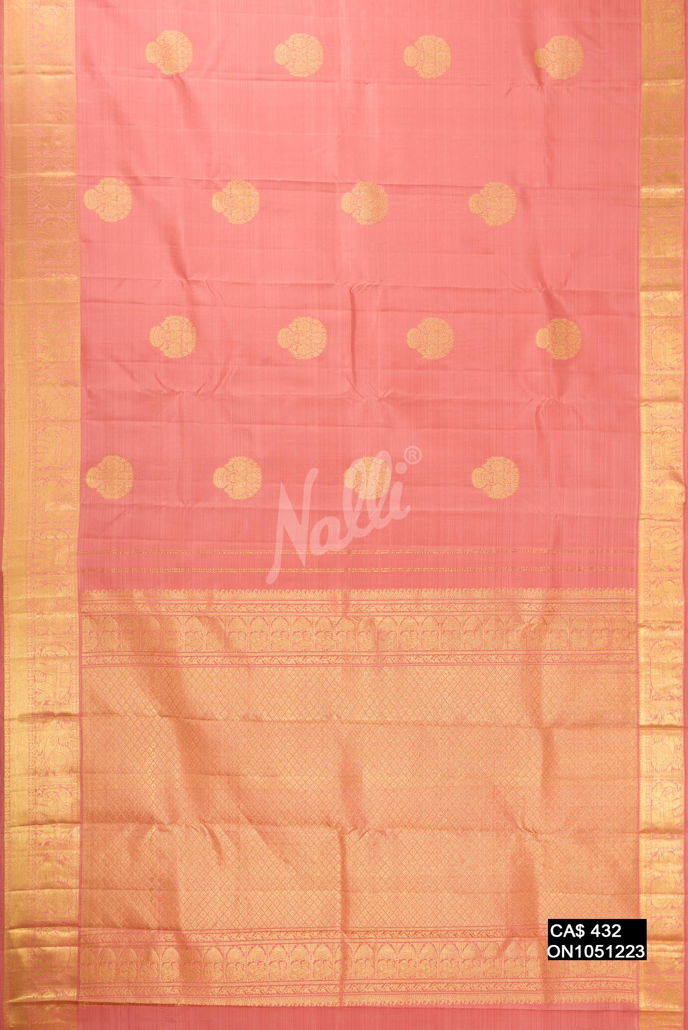 Golden Peach Kanchipuram Silk Saree