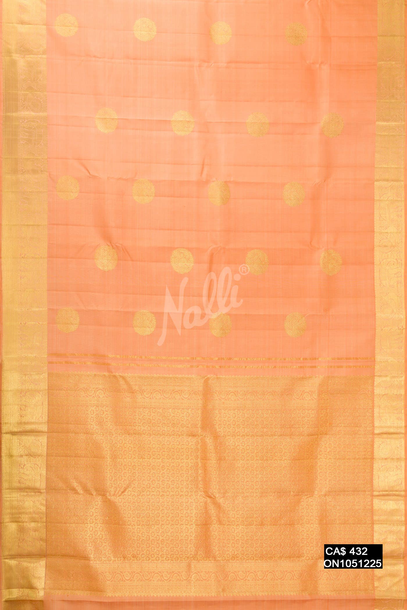Golden Peach Kanchipuram Silk Saree