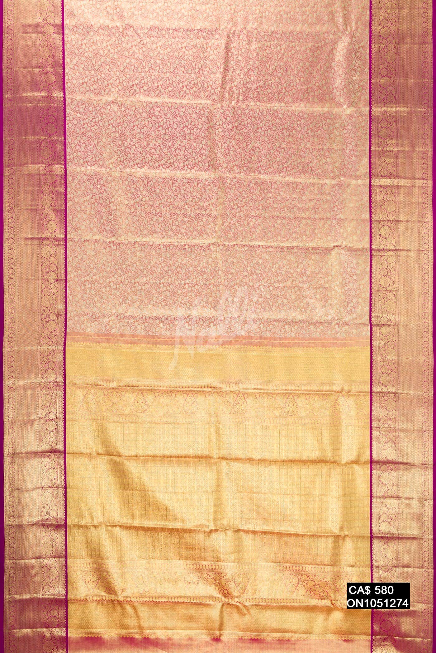 Golden Peach Kanchipuram Tissue Silk Saree