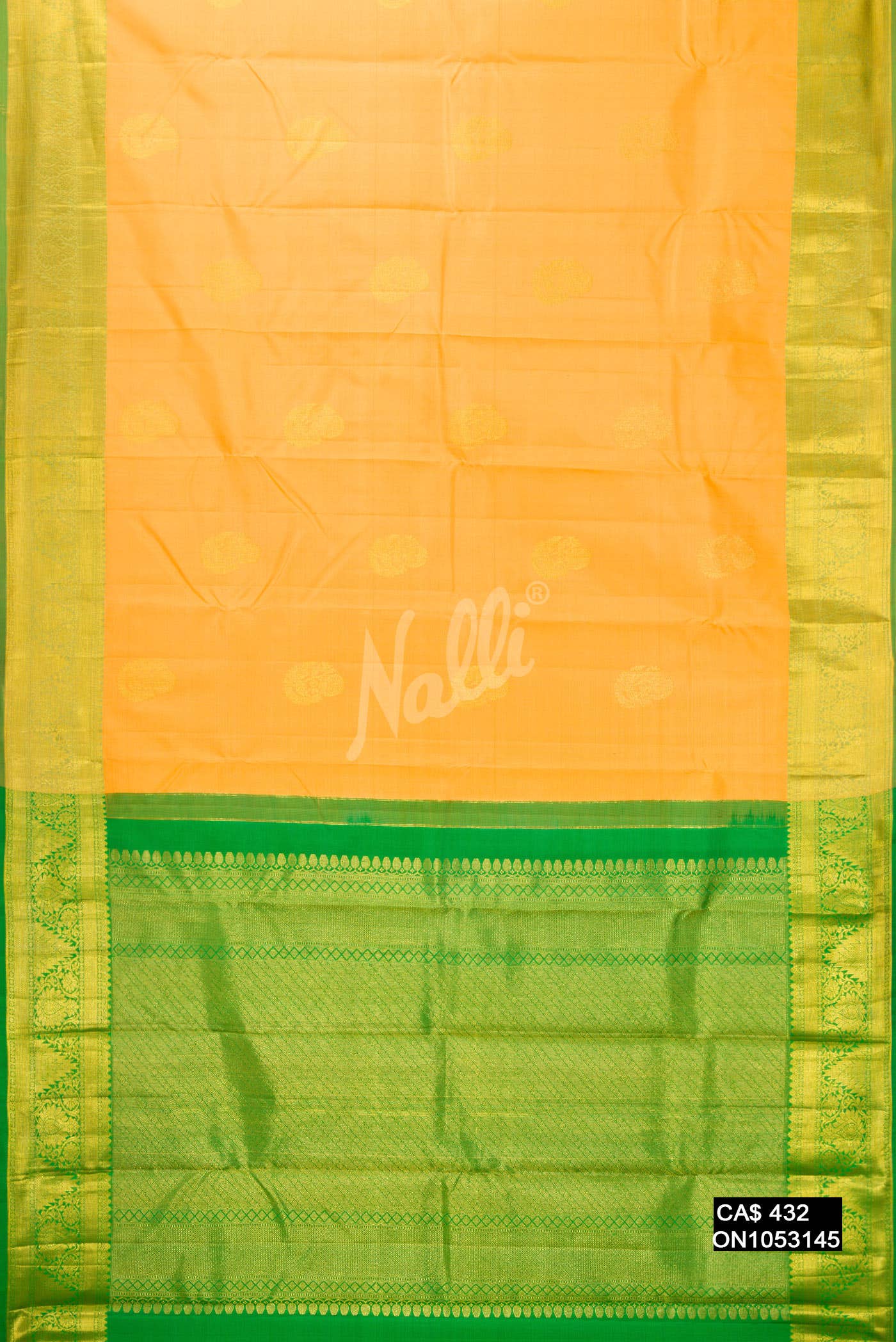 Golden Peach Kanchipuram Silk Saree
