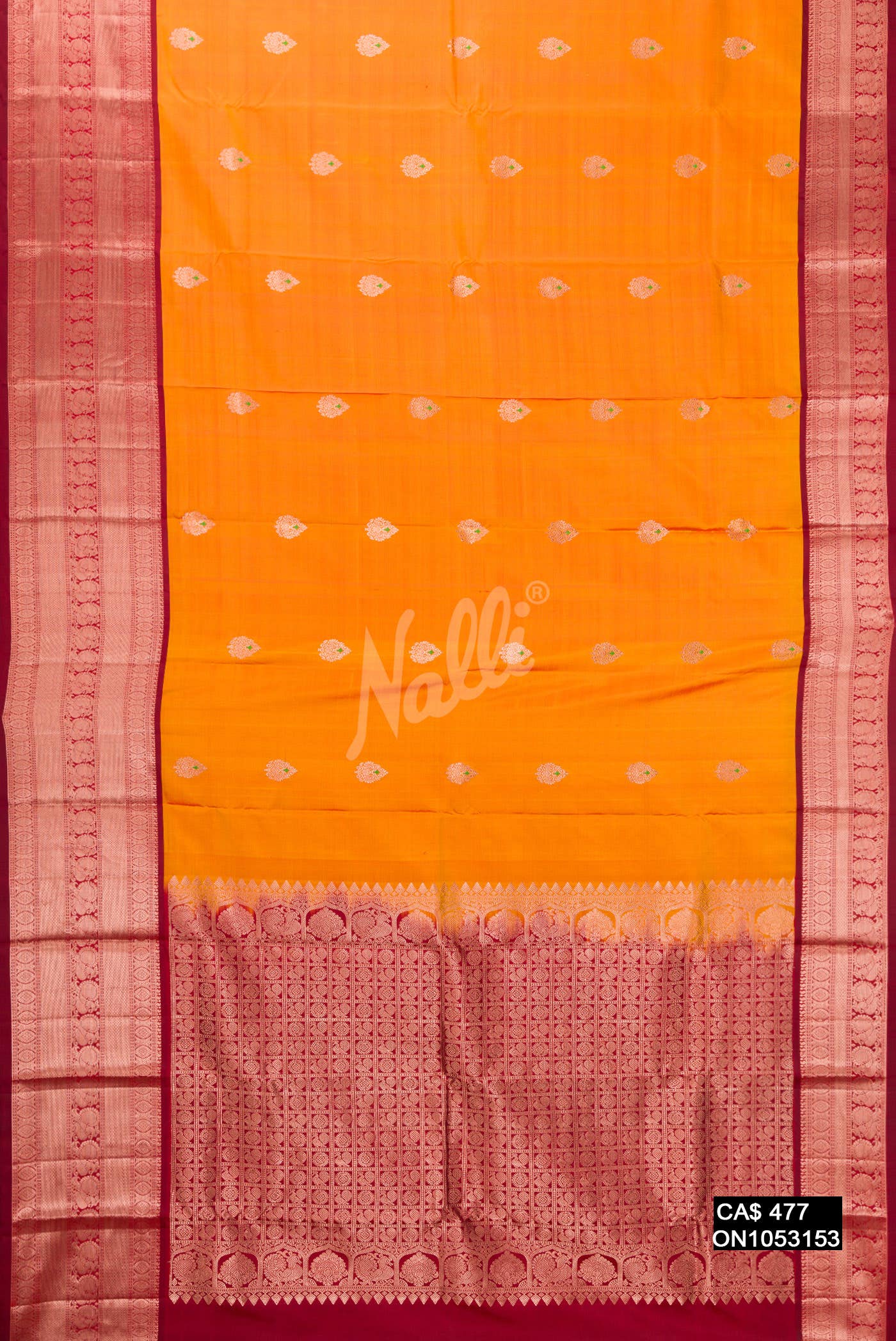 Orange Kanchipuram Silk Saree