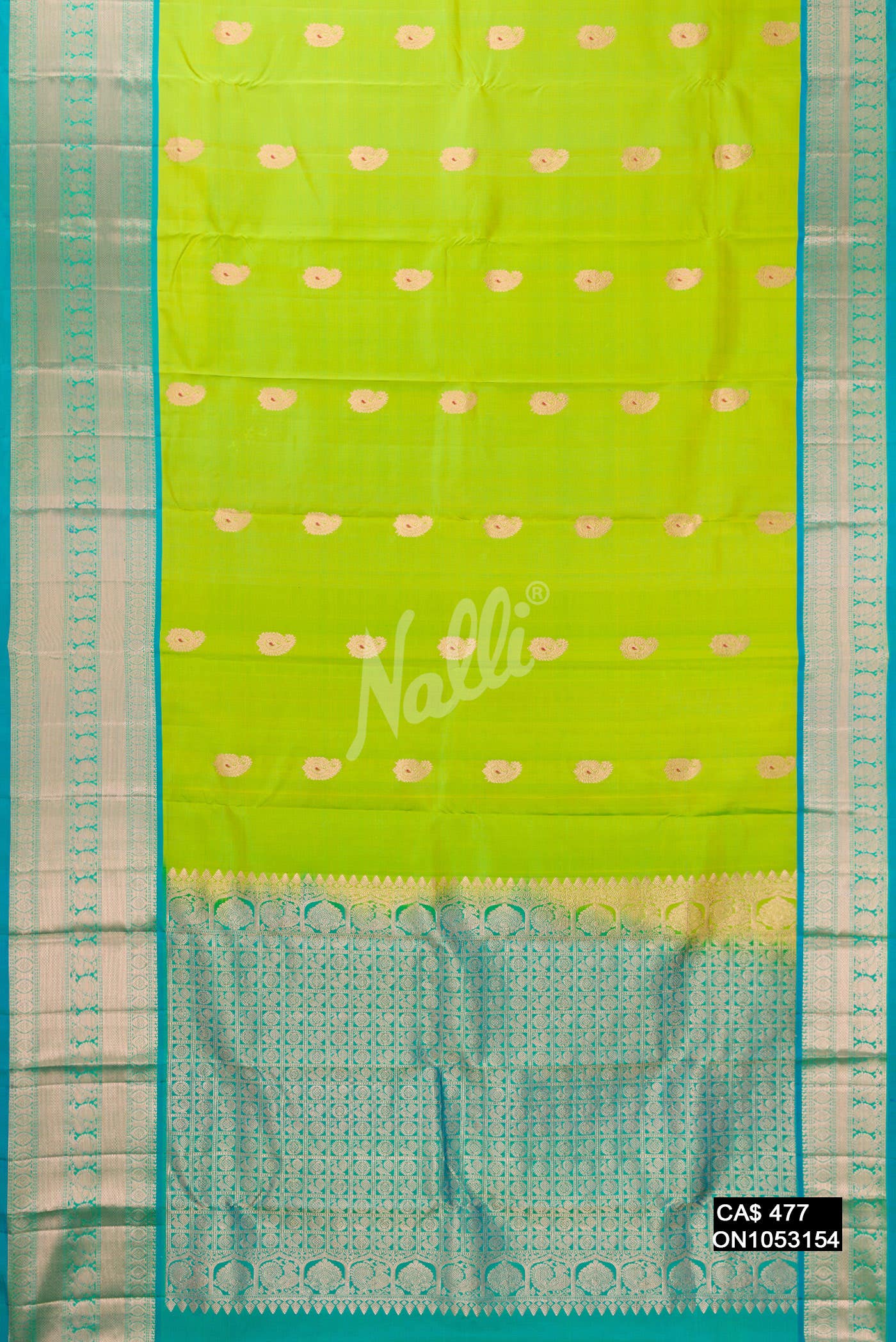 Parrot Green Kanchipuram Silk Saree