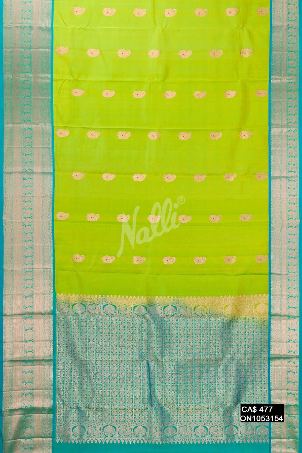 Parrot Green Kanchipuram Silk Saree