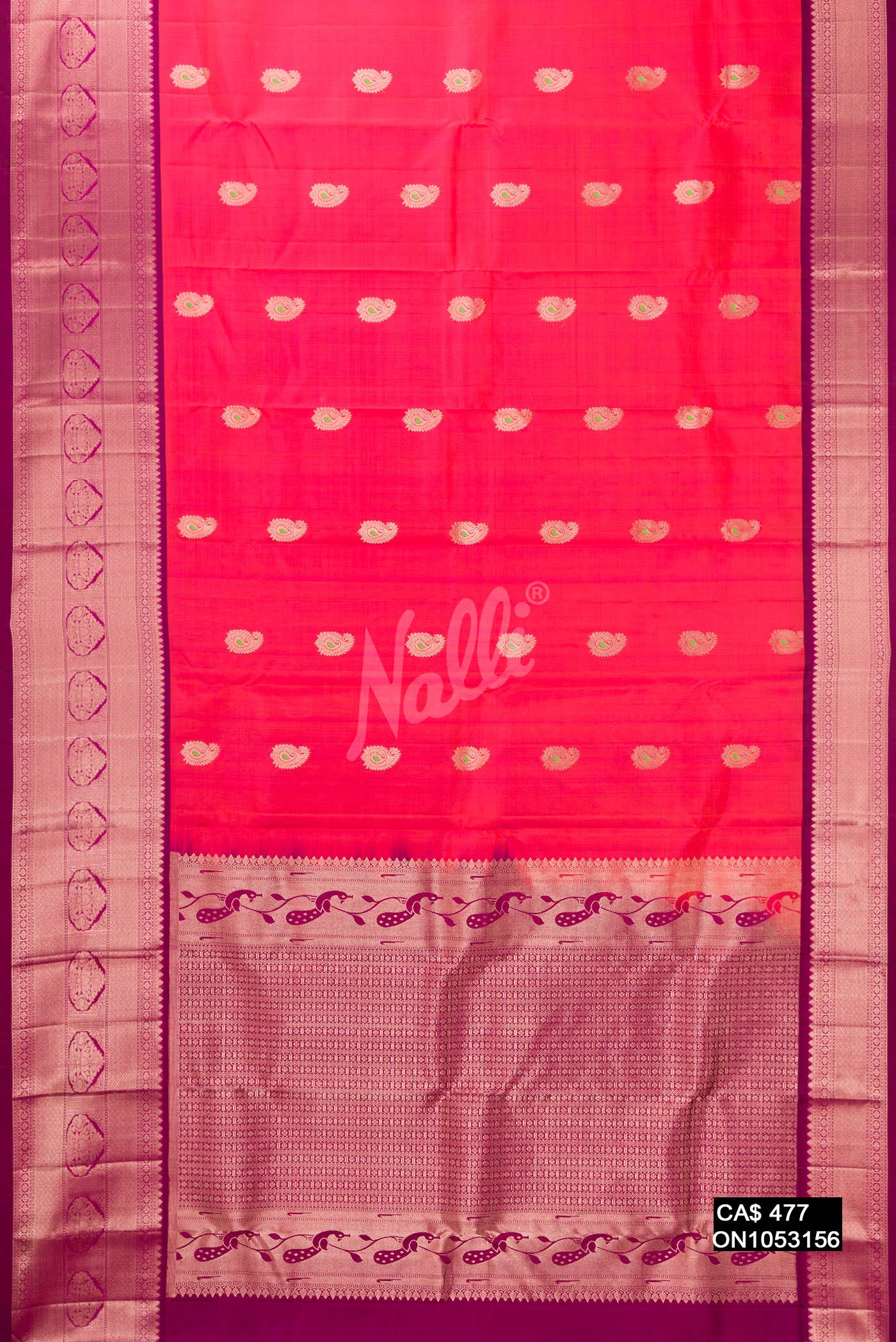 Coral Kanchipuram Silk Saree