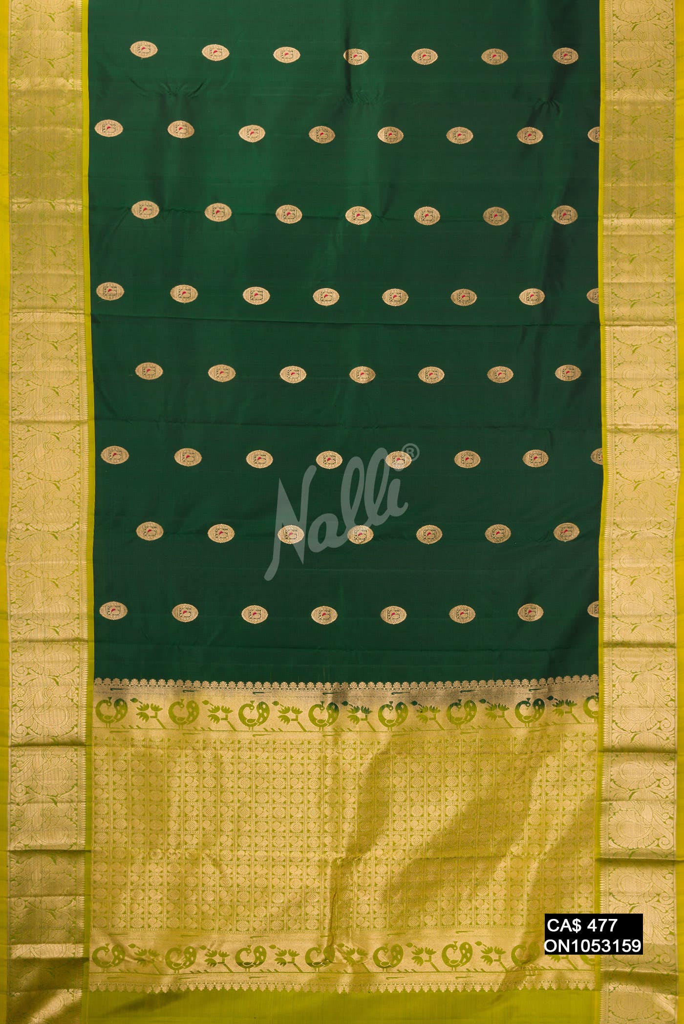 Bottle Green Kanchipuram Silk Saree