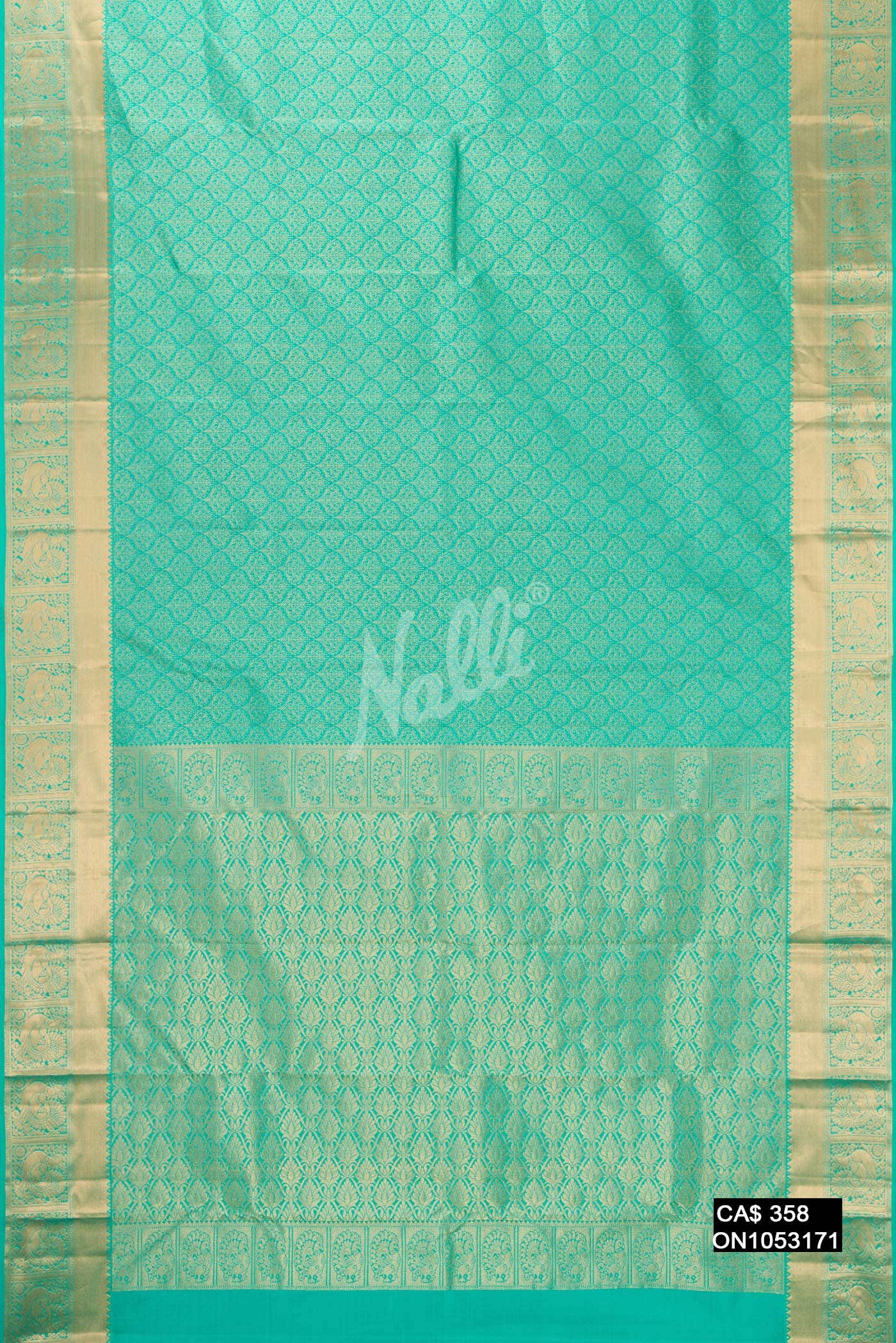 Sea Green Kanchipuram Silk Saree