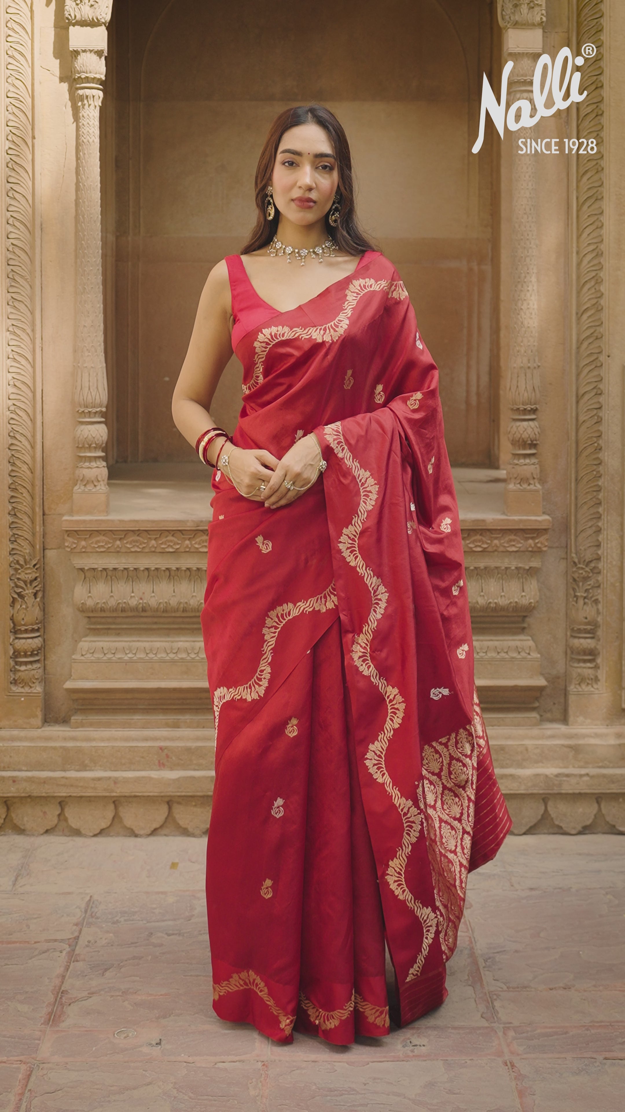 Raahi - Rich Maroon Banarasi Katan Silk Saree