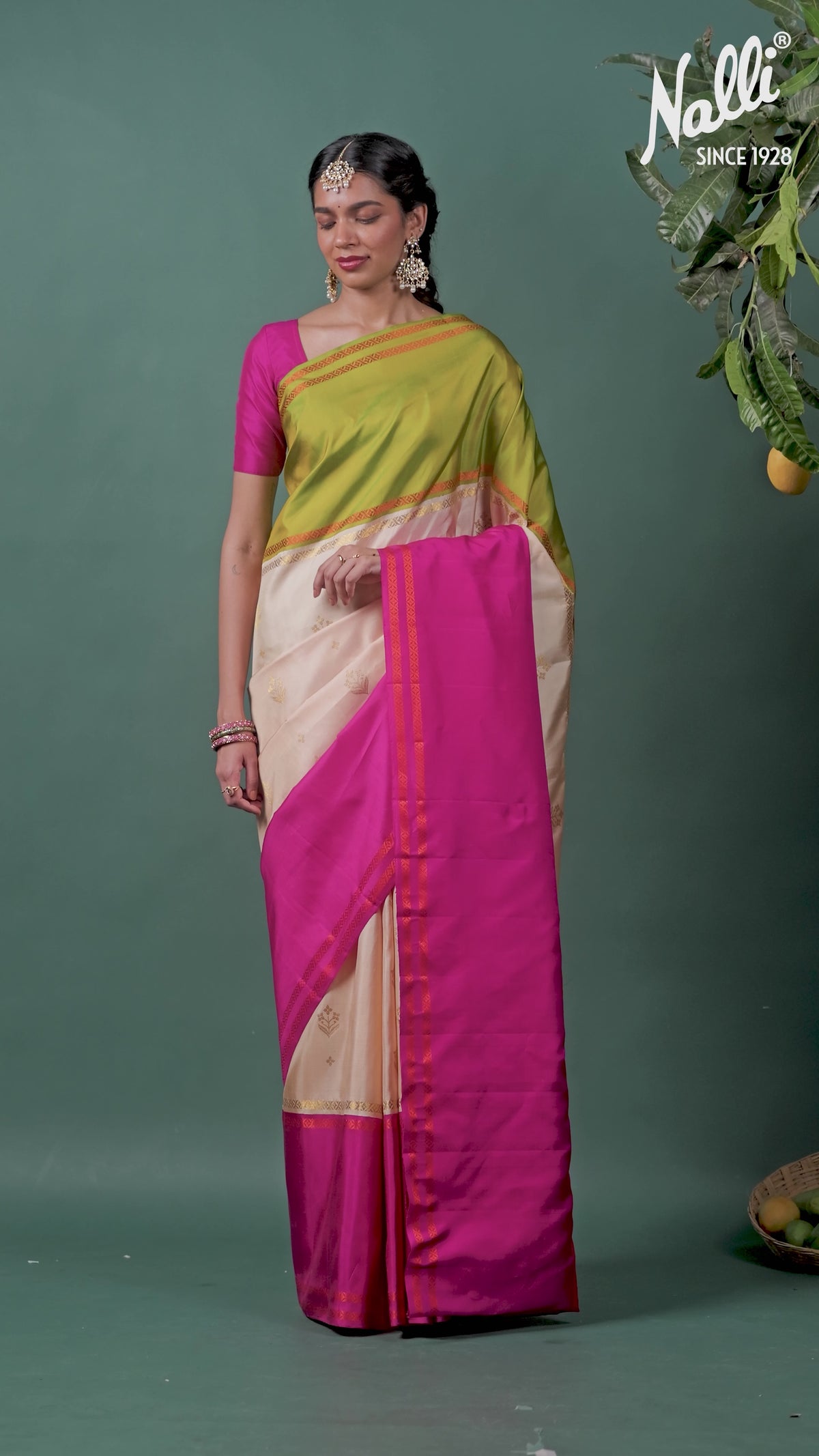 Arunima - Off White Muppagam Kanchipuram Silk Saree