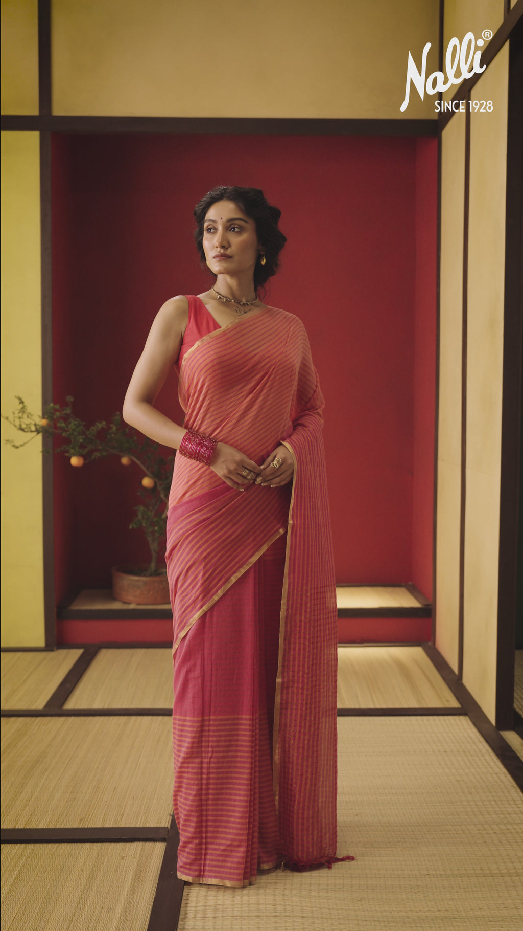 Fiza-Pink Cotton Saree