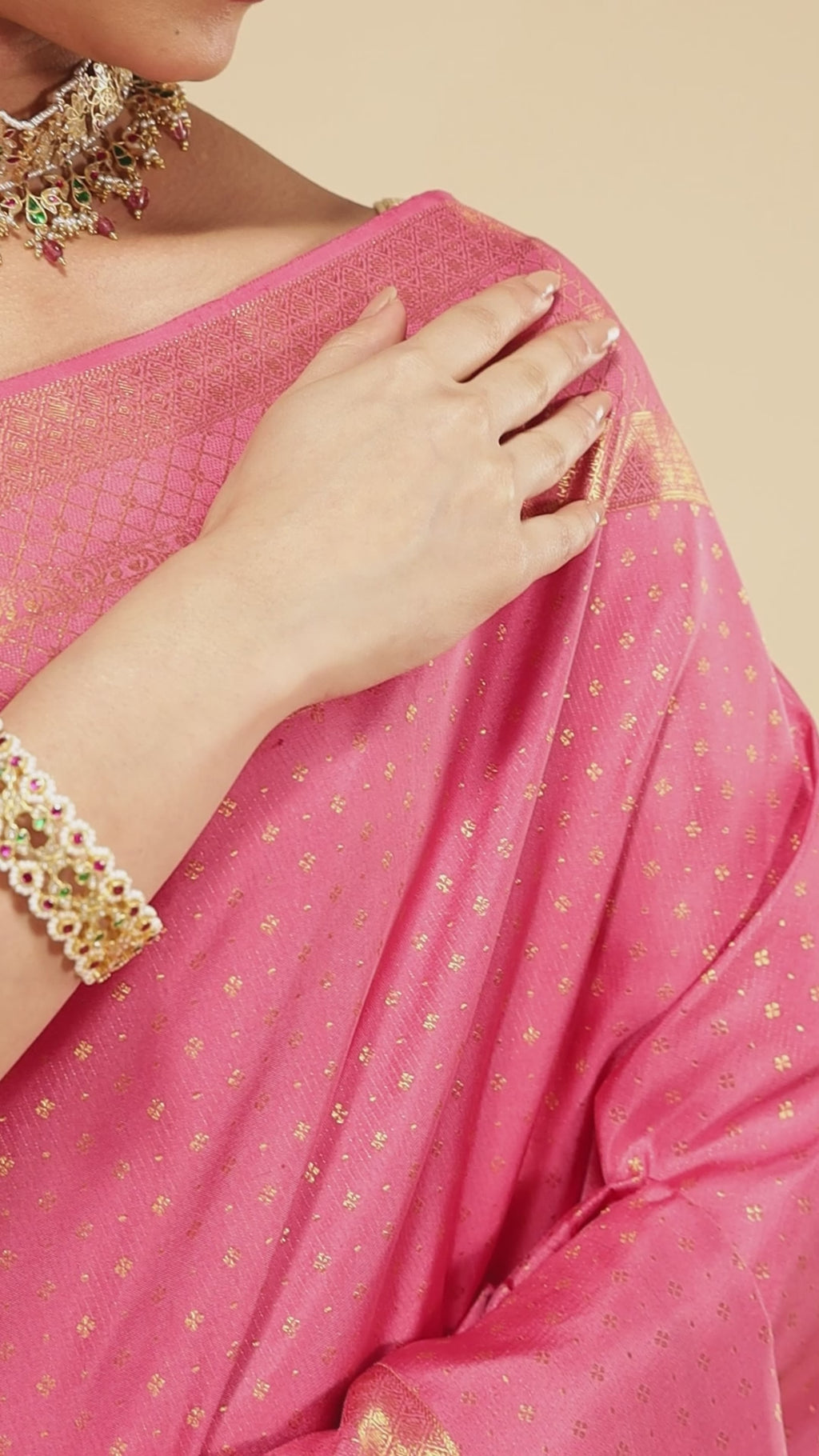 Valaiyalam-Pink Kanchipuram Silk Saree