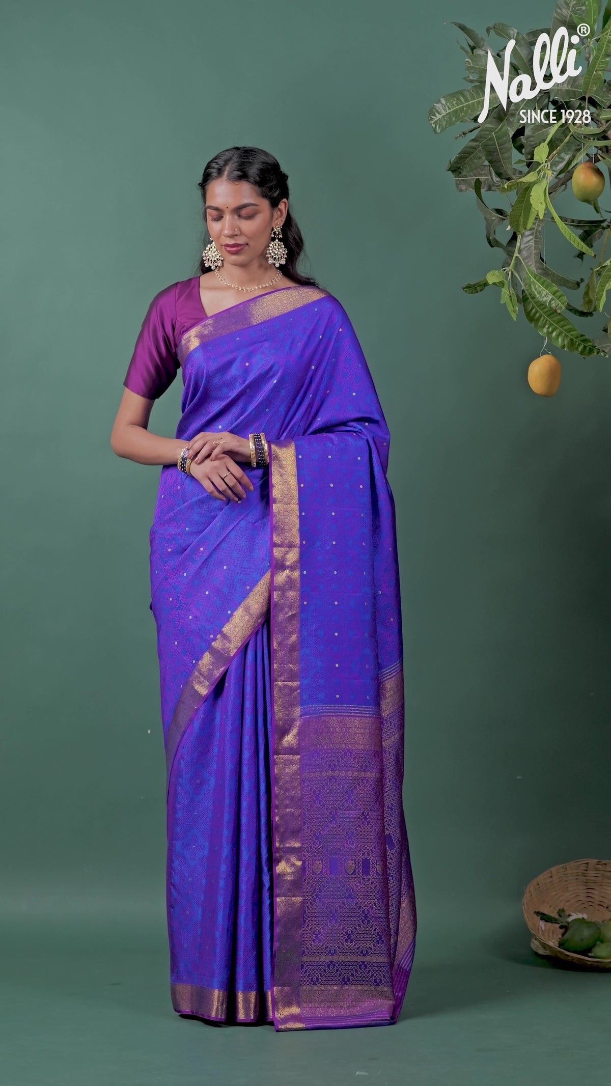 Kolam - Blue Kanchipuram Silk Saree