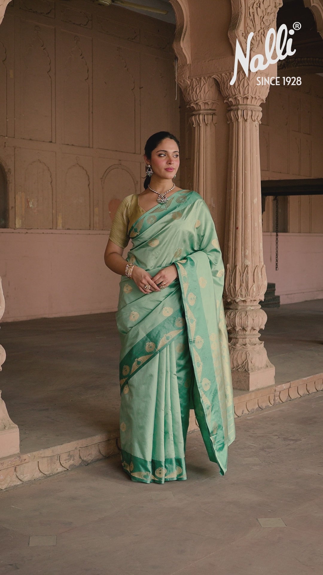 Pakheeru-Green Banarasi Katan Silk Saree