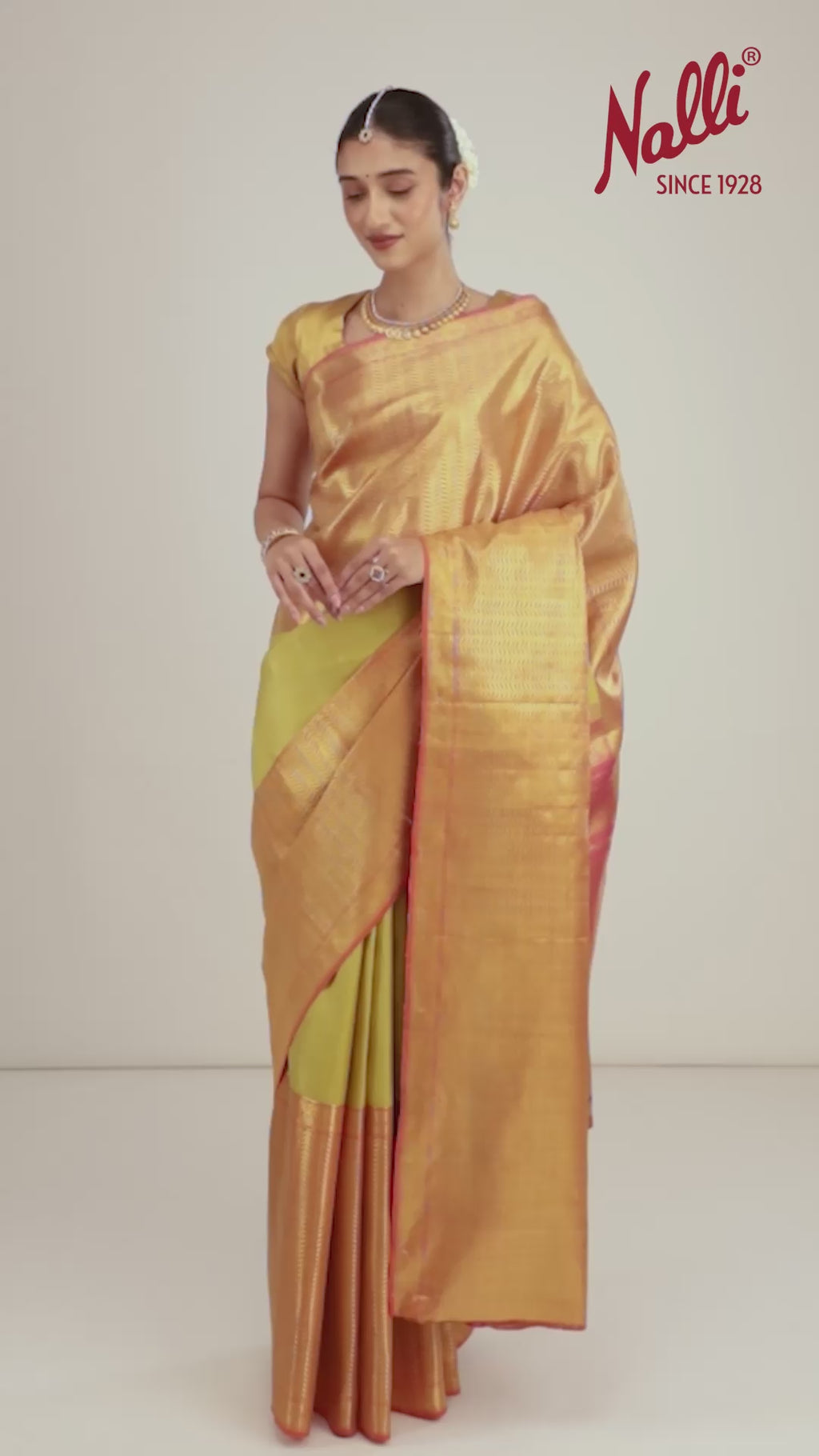 Shreeja-Pure Silk Yellow-Green Kanchipuram Saree