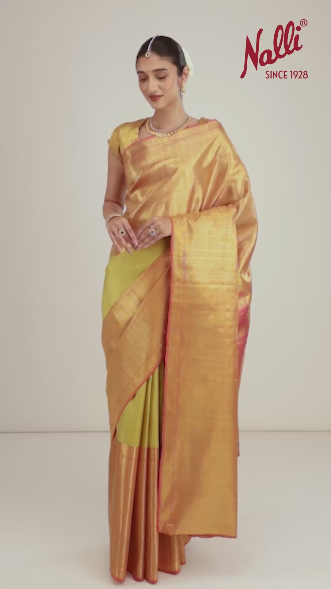 Shreeja-Pure Silk Yellow-Green Kanchipuram Saree