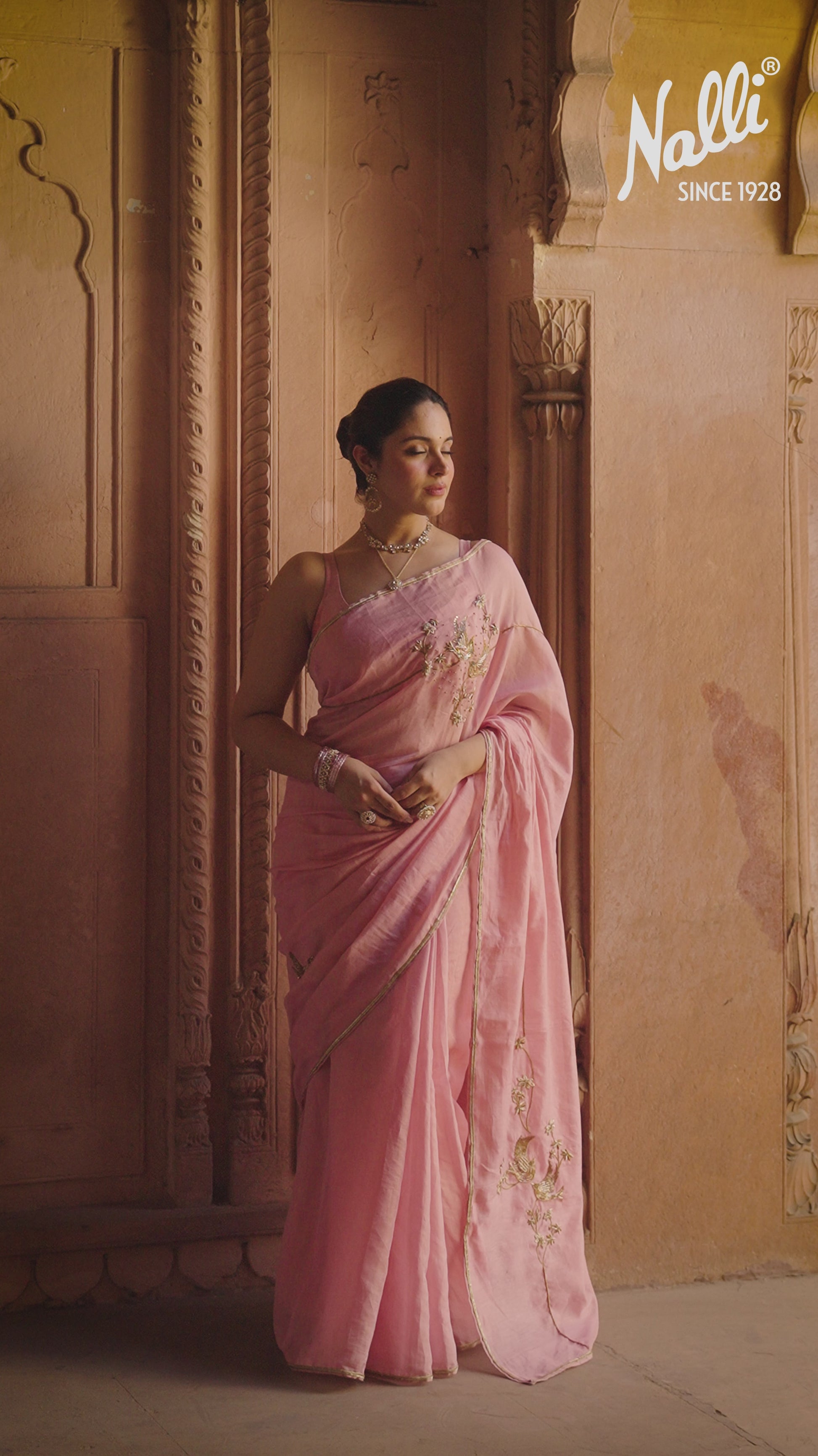 Bulbul- Blush Pink Chanderi Tissue Saree