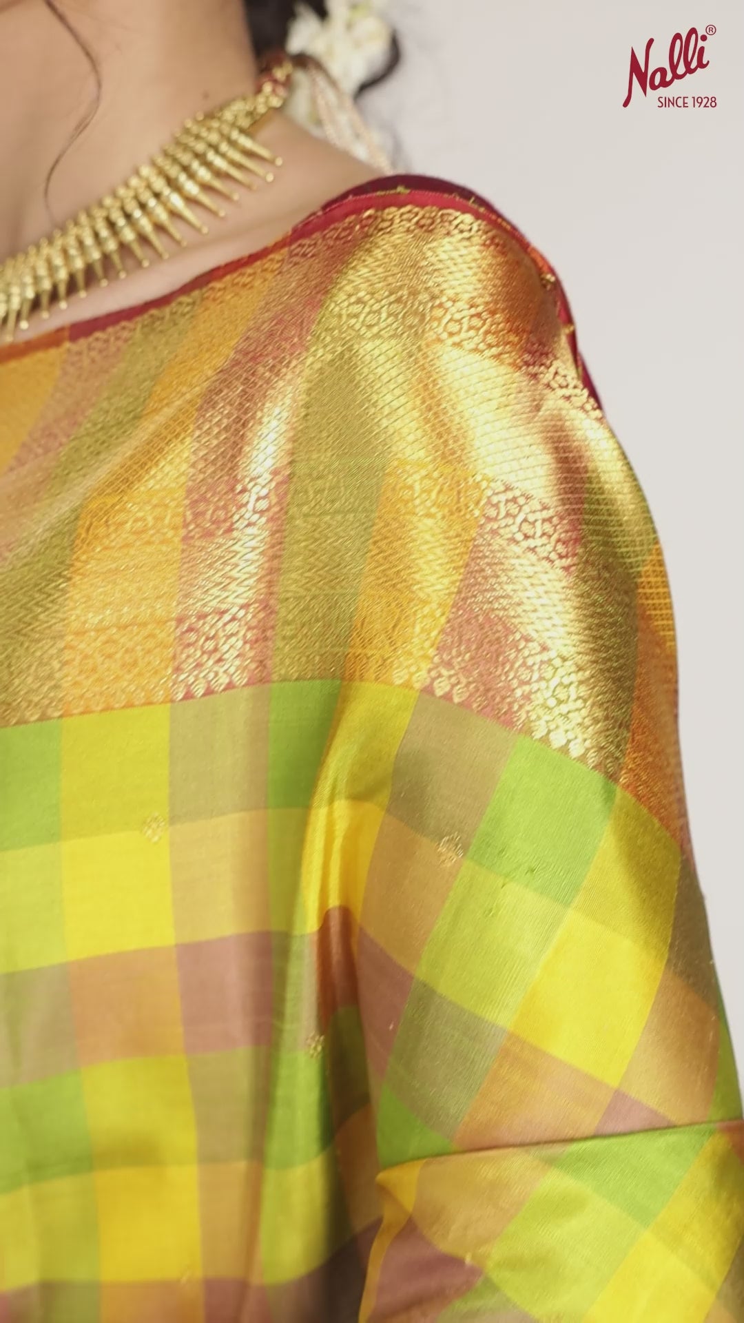 Saroja-Multi-Colored Checks Kanchipuram Silk Saree