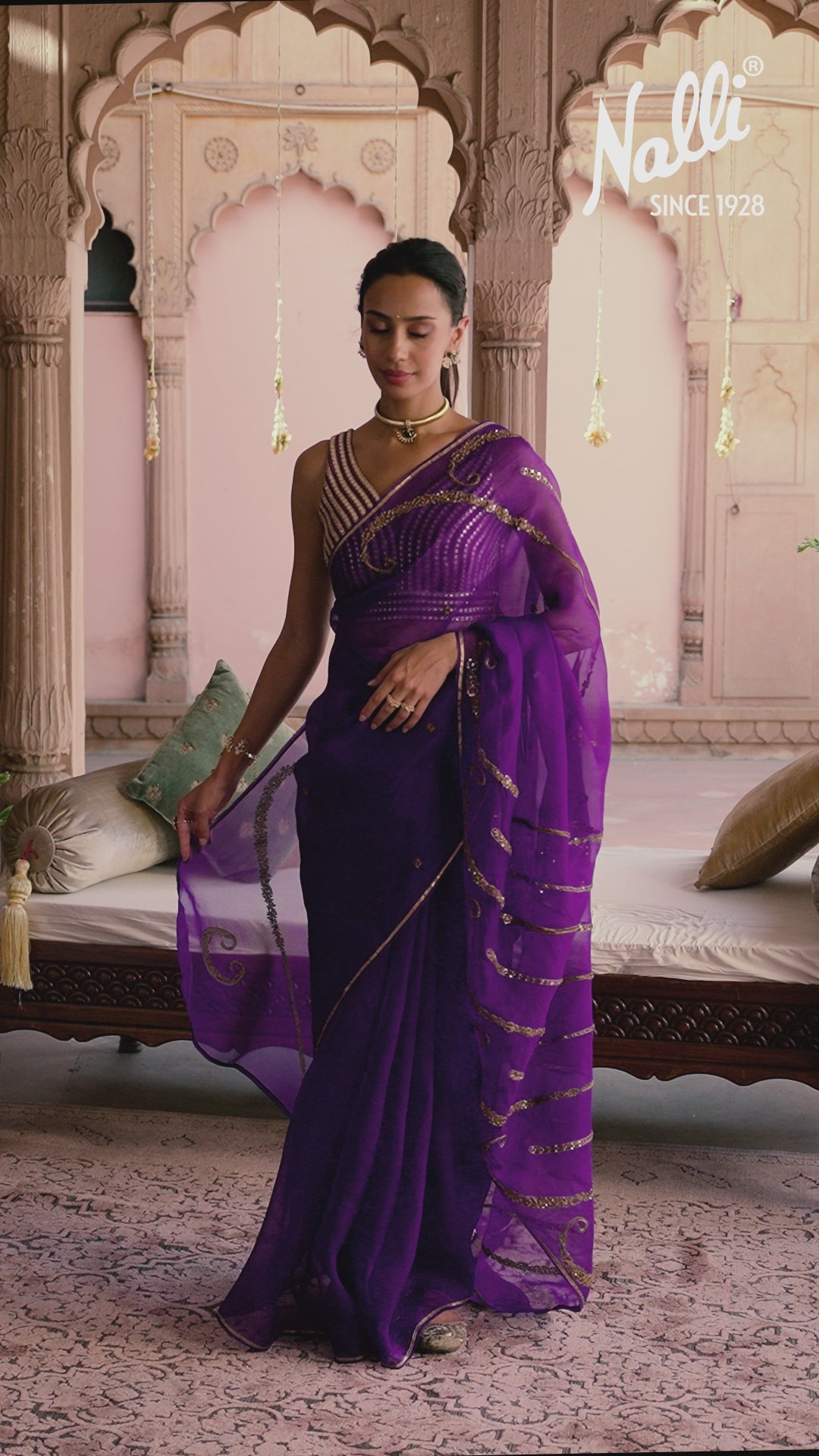 Sitara- Royal Purple Zardozi Organza Silk Saree