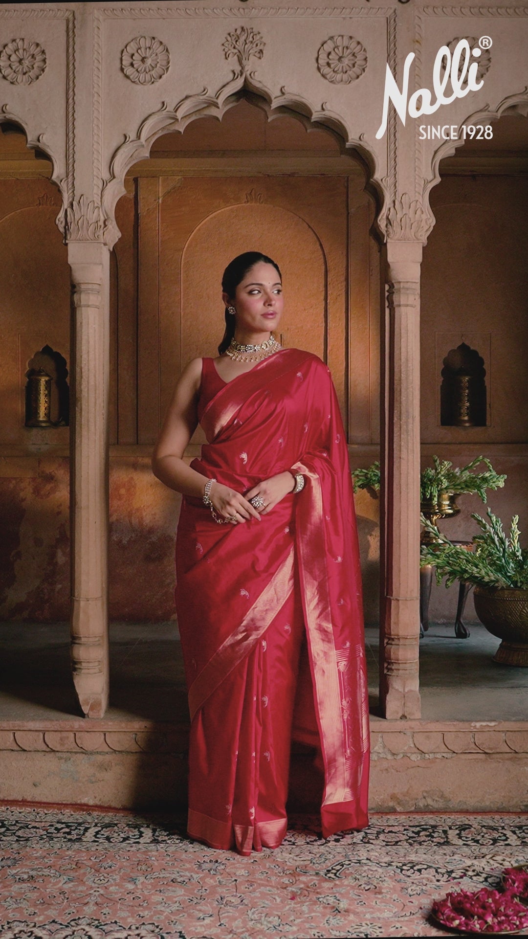 Shyama-Crimson Red Banarasi Katan Silk Saree