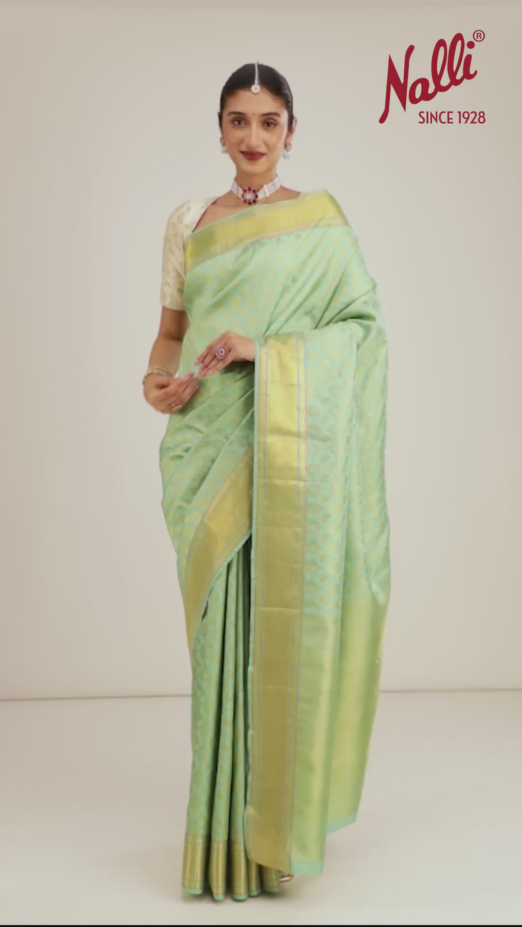 Vaanya-Pure Silk Mint Green Kanchipuram Saree