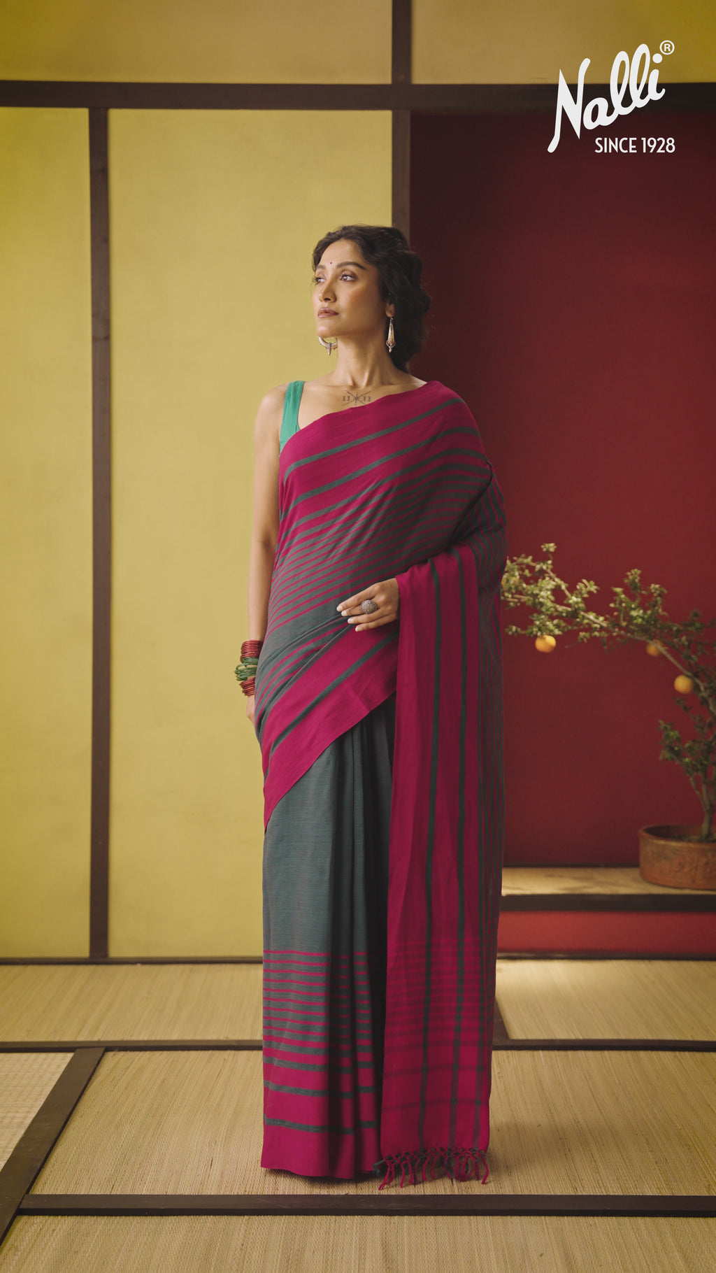 Titli-Dark Teal Cotton Saree