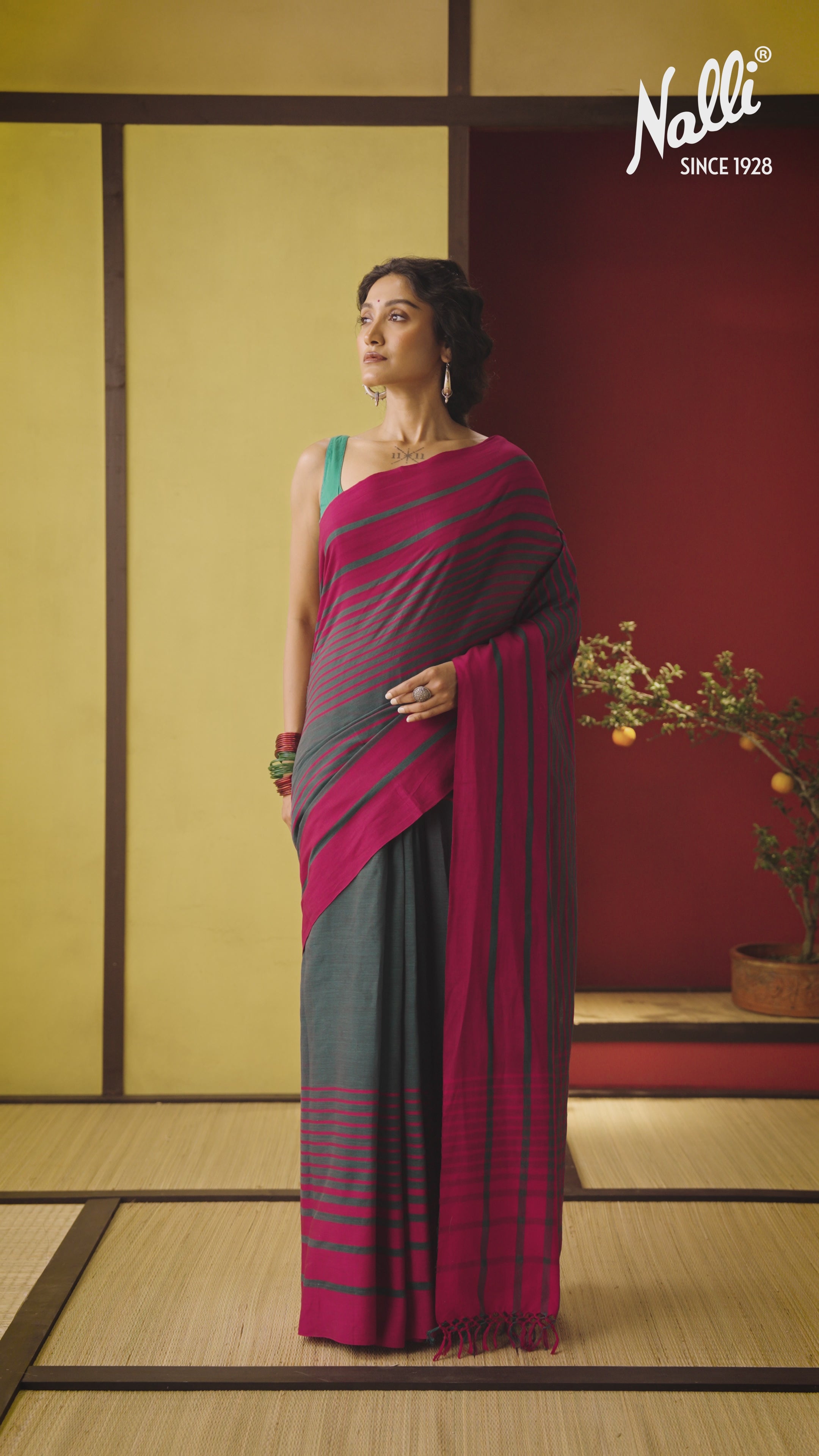 Titli-Dark Teal Cotton Saree