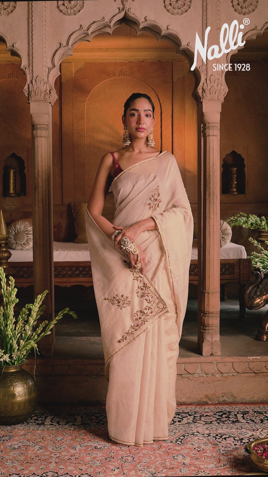 Rumana - Ivory Cream Chanderi Silk Cotton Saree