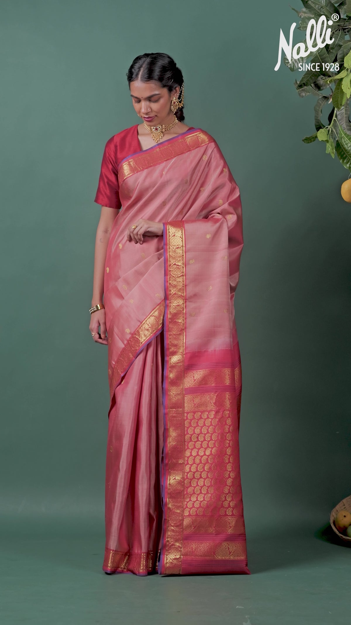 Ambara - Peach Kanchipuram Silk Saree